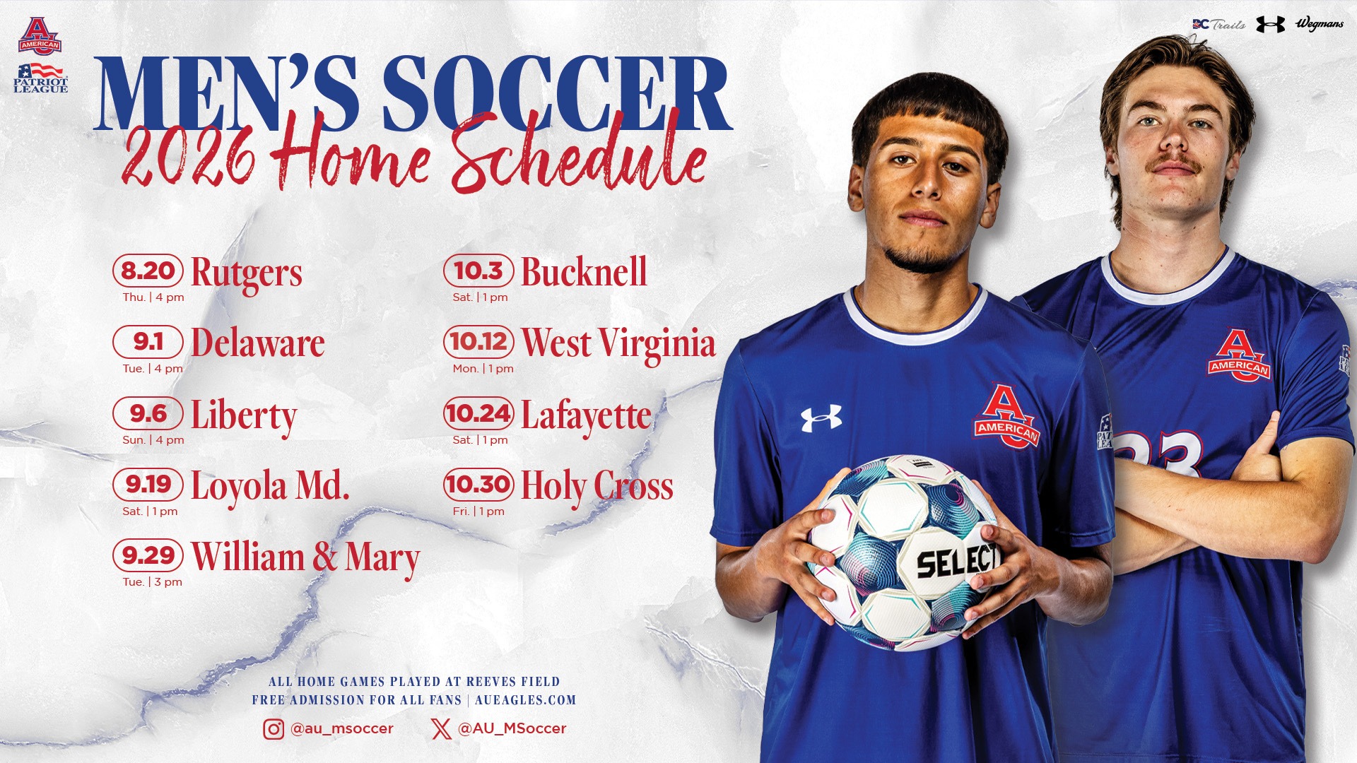 Men's Soccer 2026 home schedule.