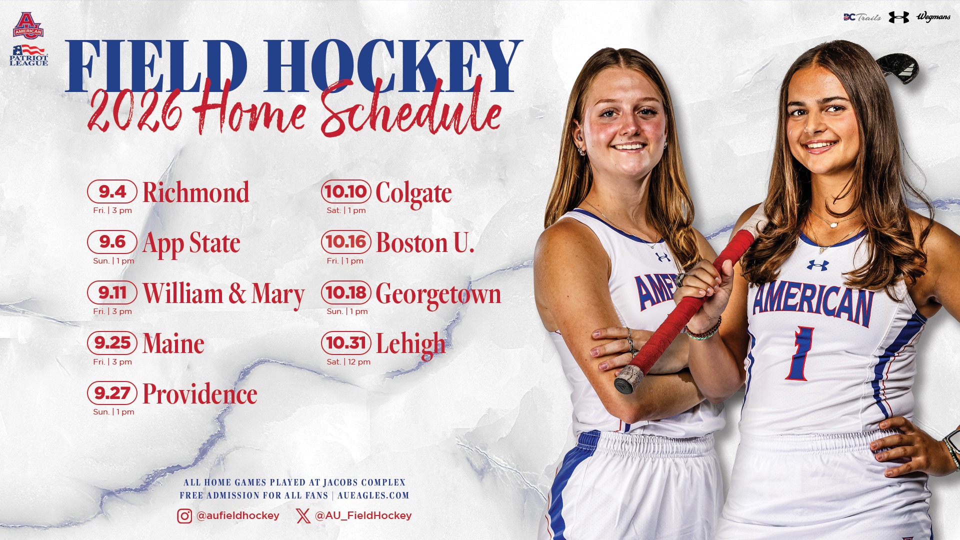 A schedule graphic for the upcoming field hockey season. 