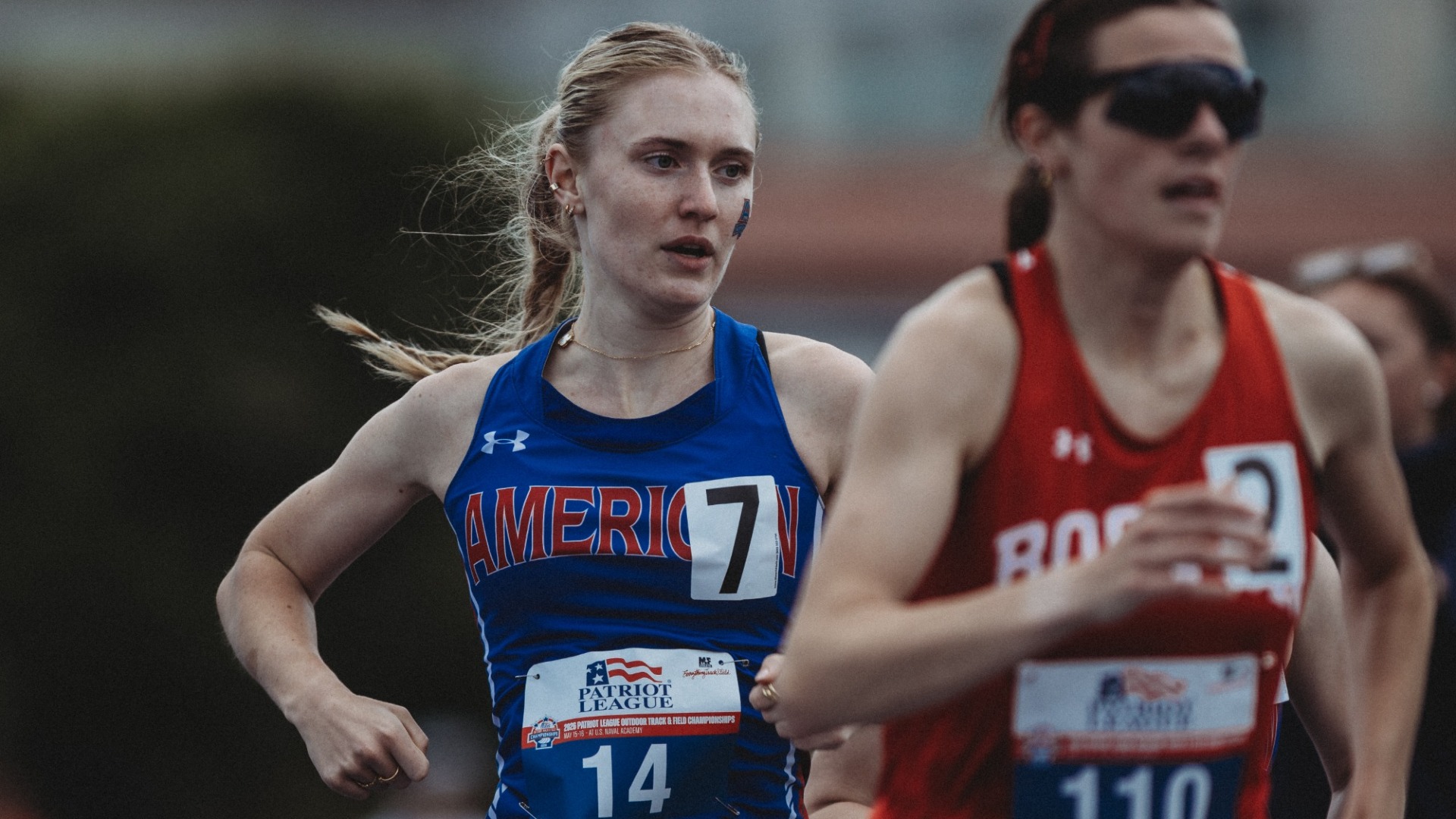 Kate Riley races the 1500 at the 20026 Patriot League Track & Field Championships