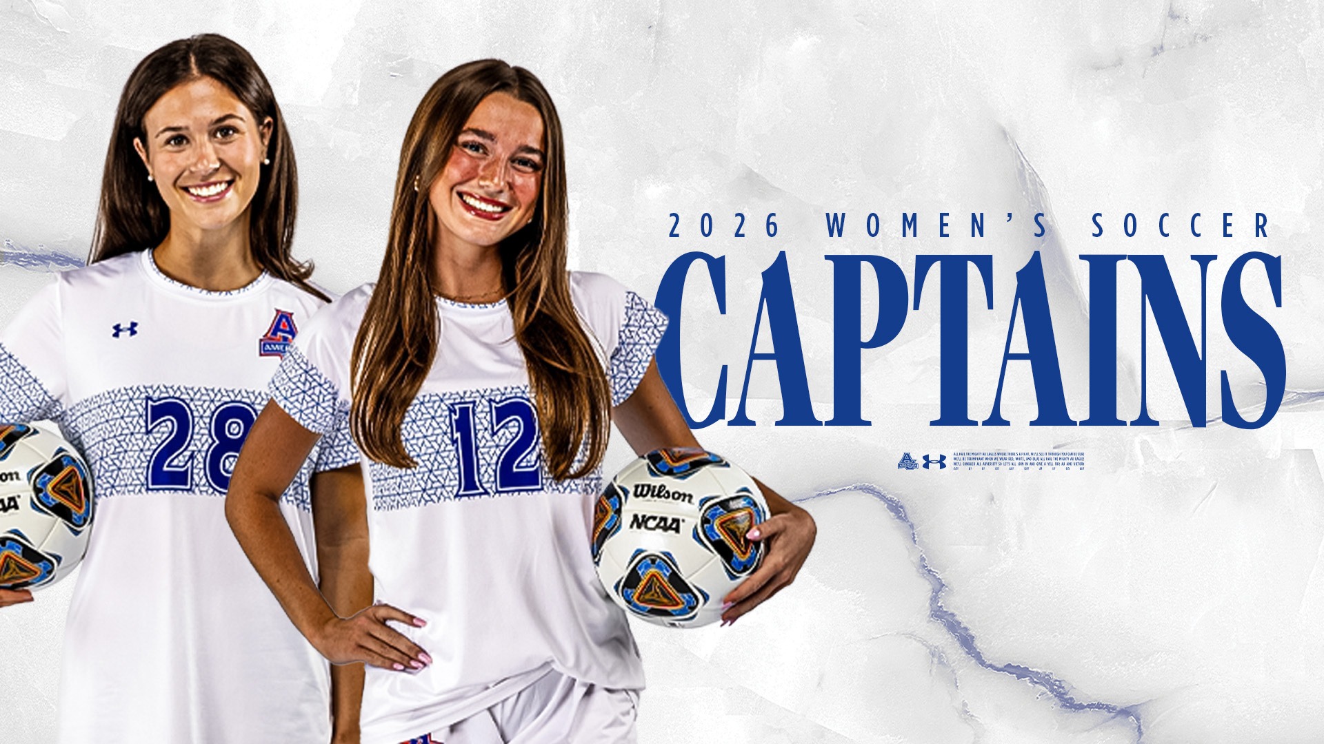 2026 American University women's soccer team captains Bella Miller and Bella Vozar
