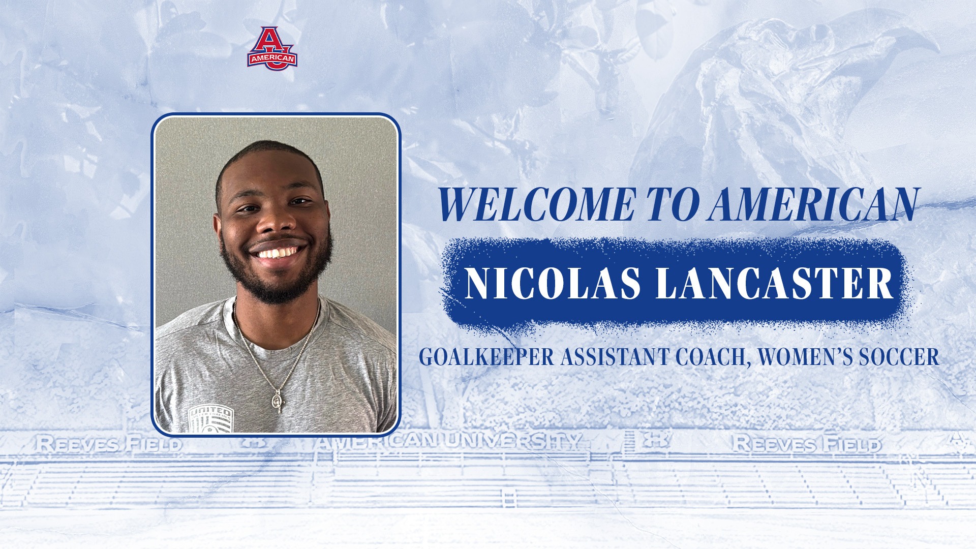 Welcome Nicolas Lancaster, women's soccer goakeeper coach