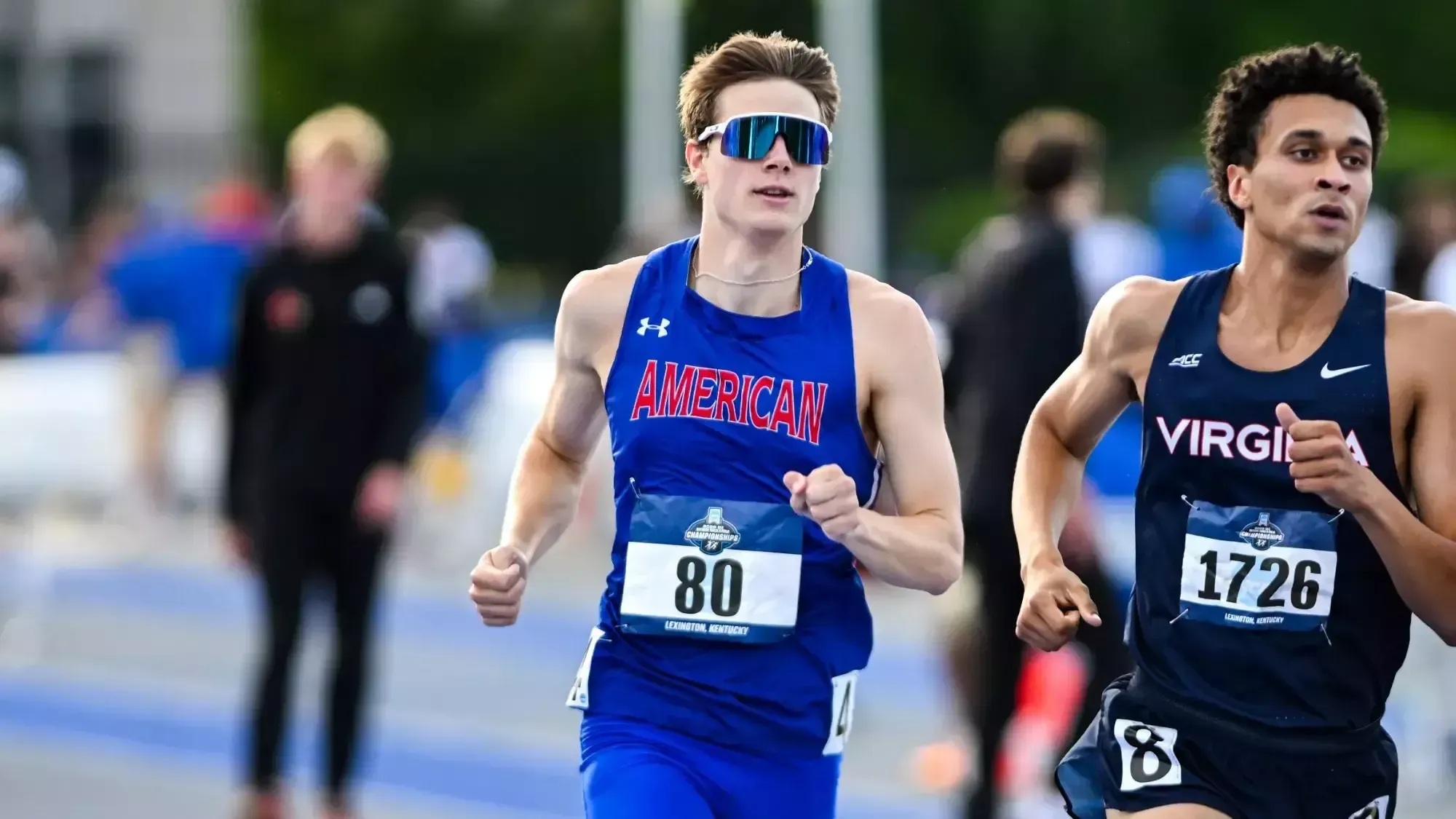 Carver Morgan competing in the quarterfinals of the 800m at the NCAA East First Round.