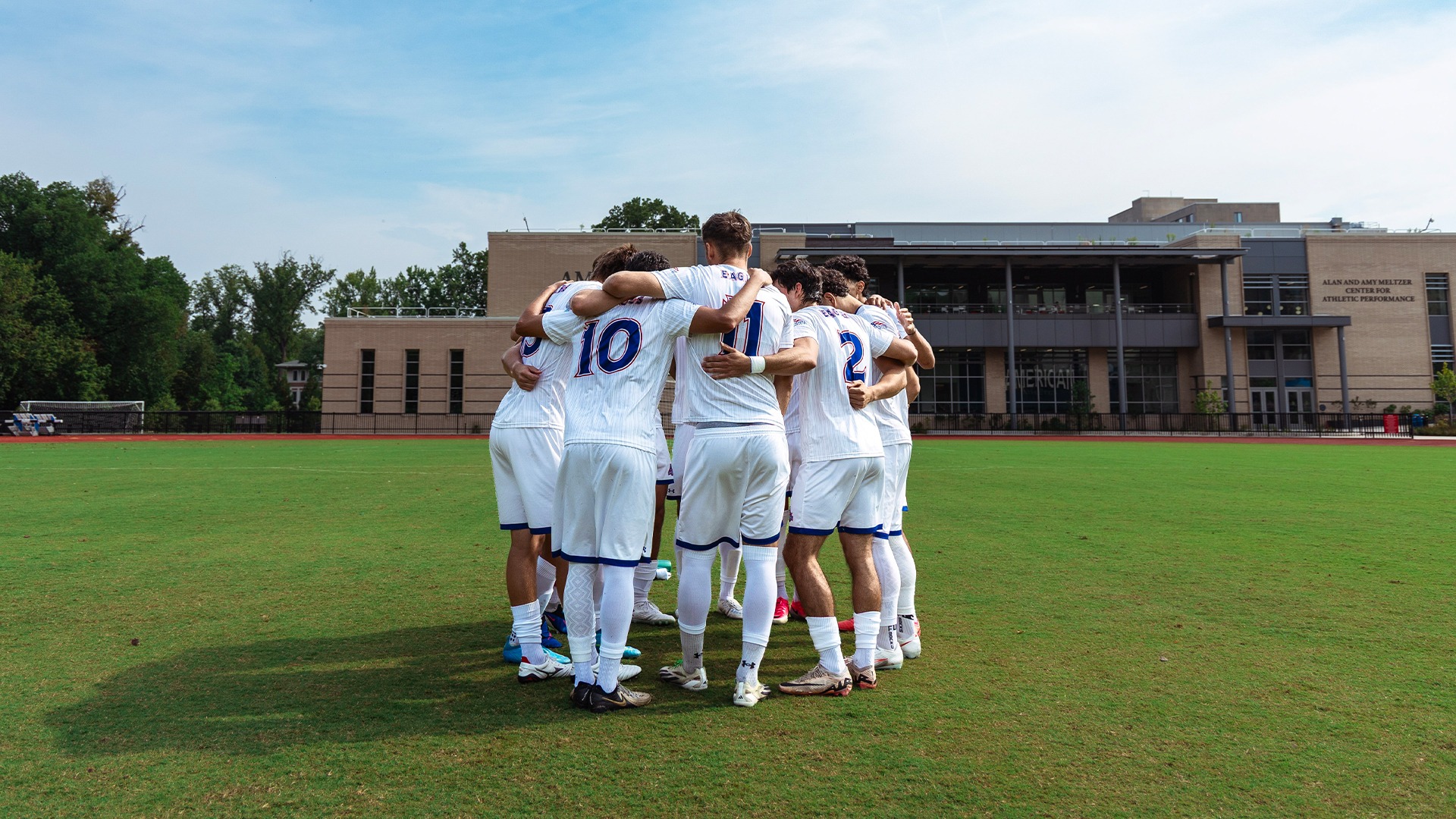 The men's soccer team in a scrimmage against Georgetown. 