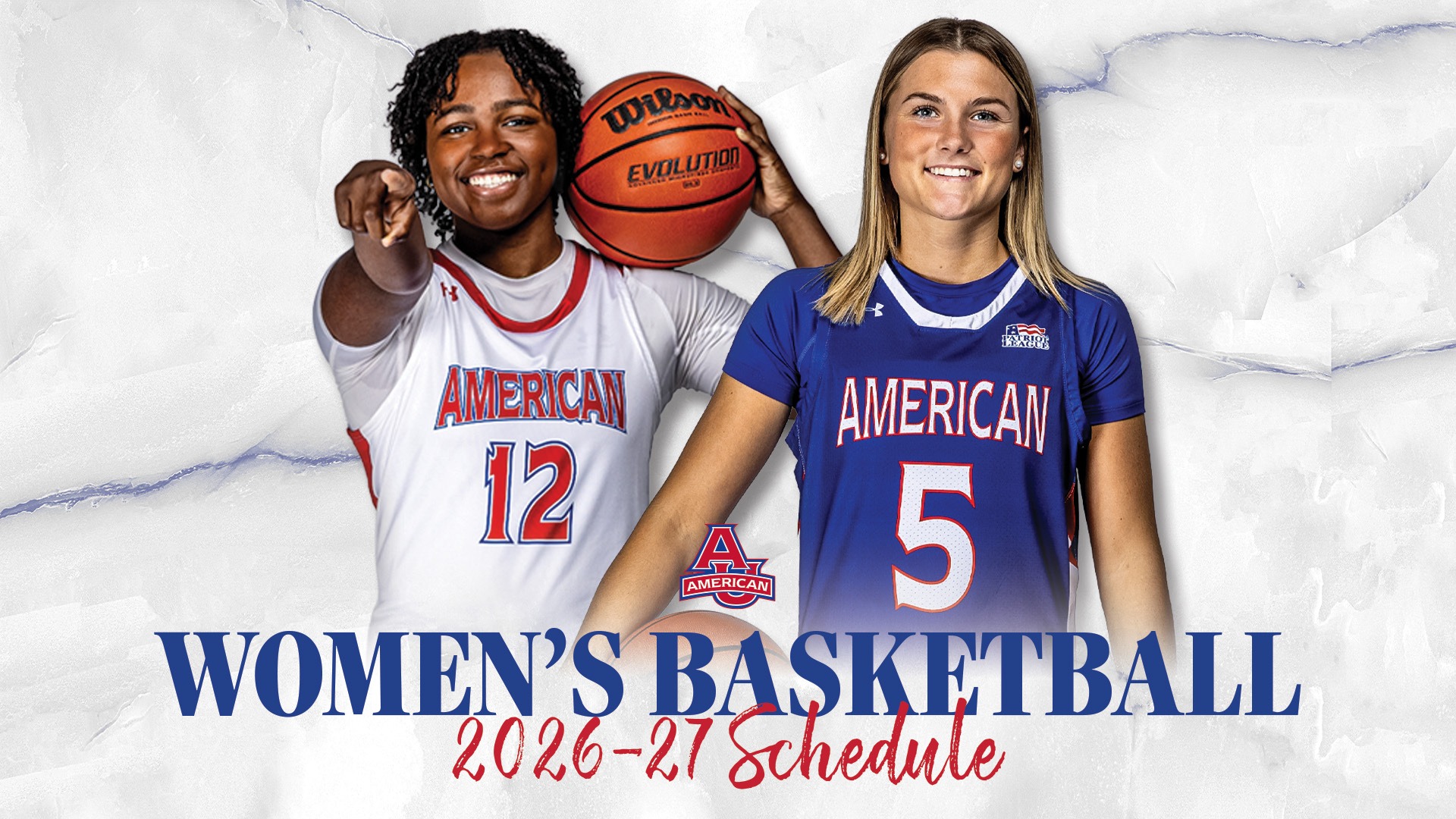 A graphic announcing the release of women's basketball's 2026-27 full schedule.