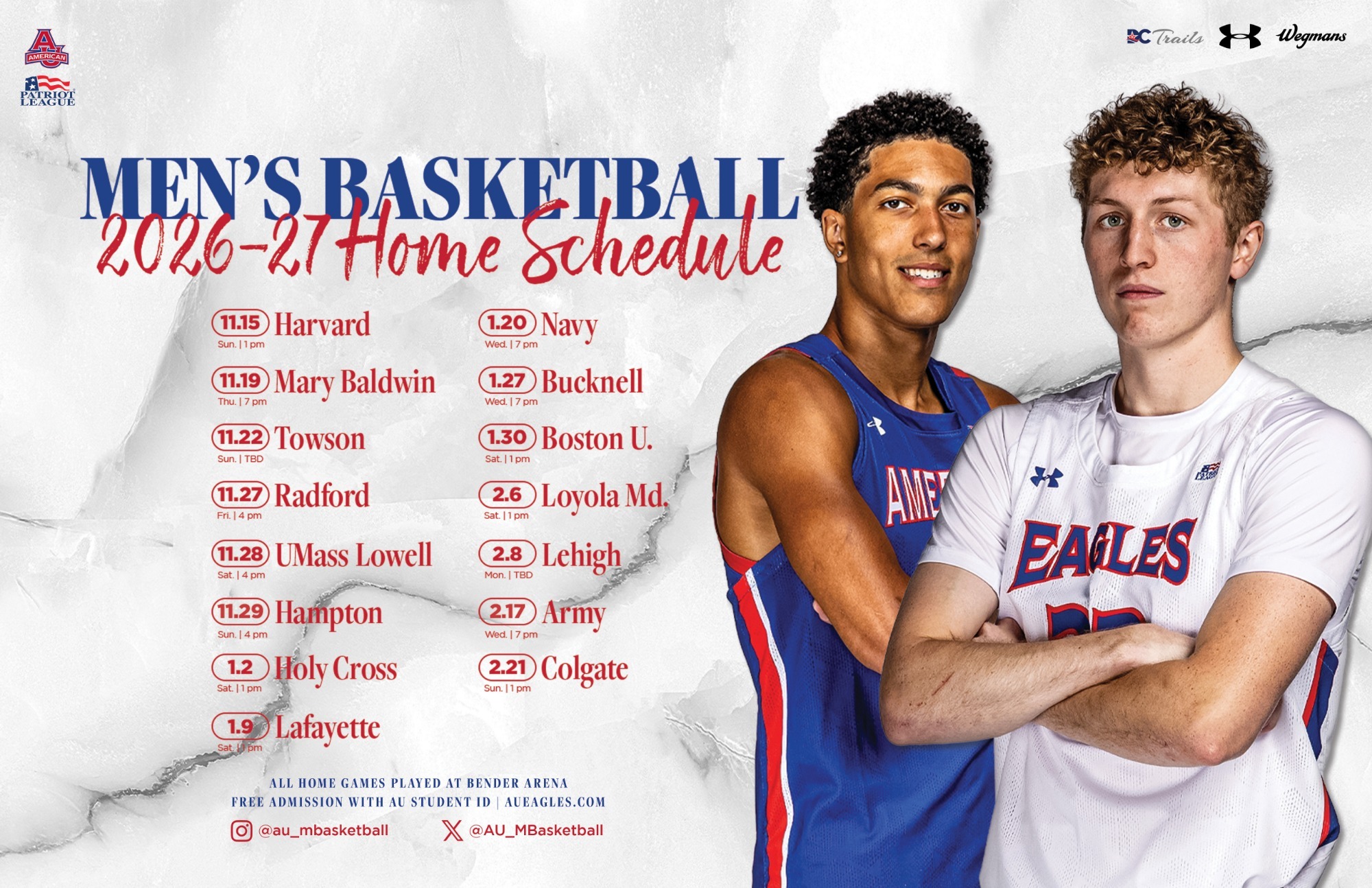 all home games in the 2026-27 American University men's basketball schedule