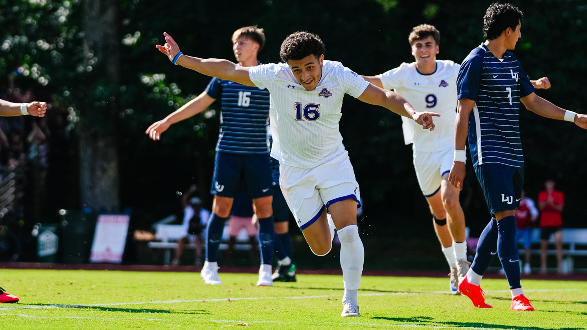 Sebastian Garces celebrating a goal in a match against Liberty.