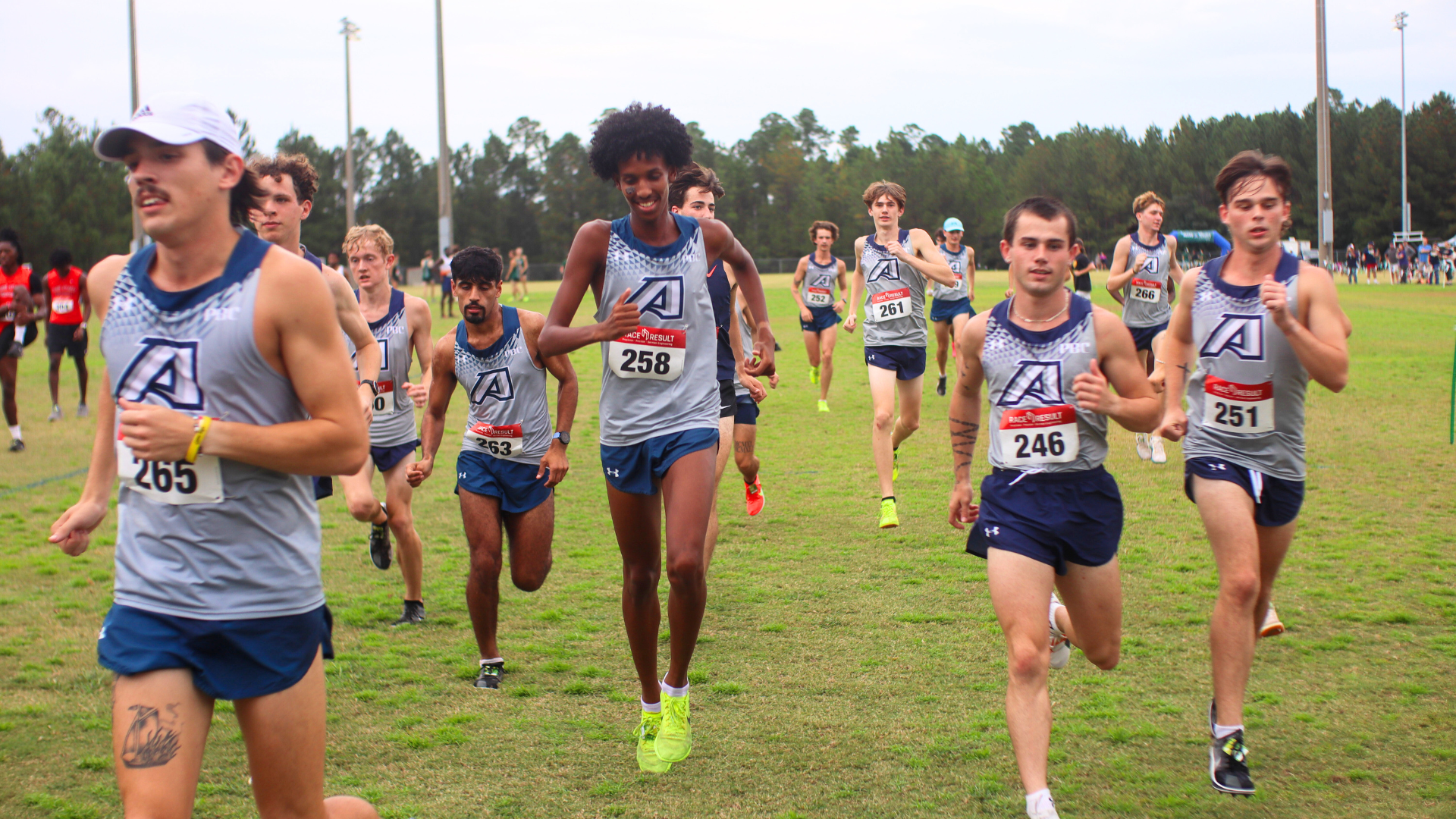 men's cross country warming up