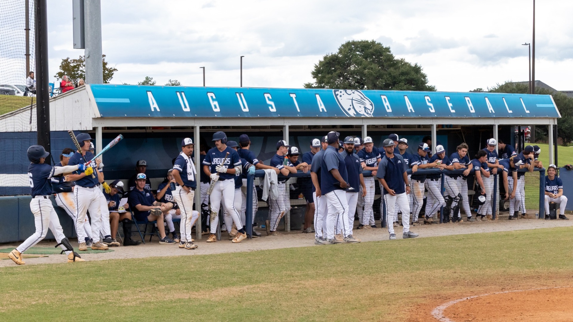 Augusta's baseball team in the dugout