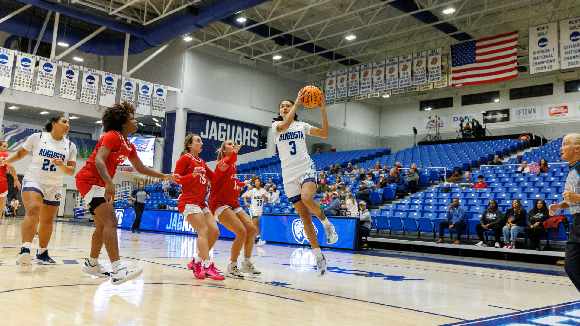 Nadia Byard goes up for a shot in a basketball game