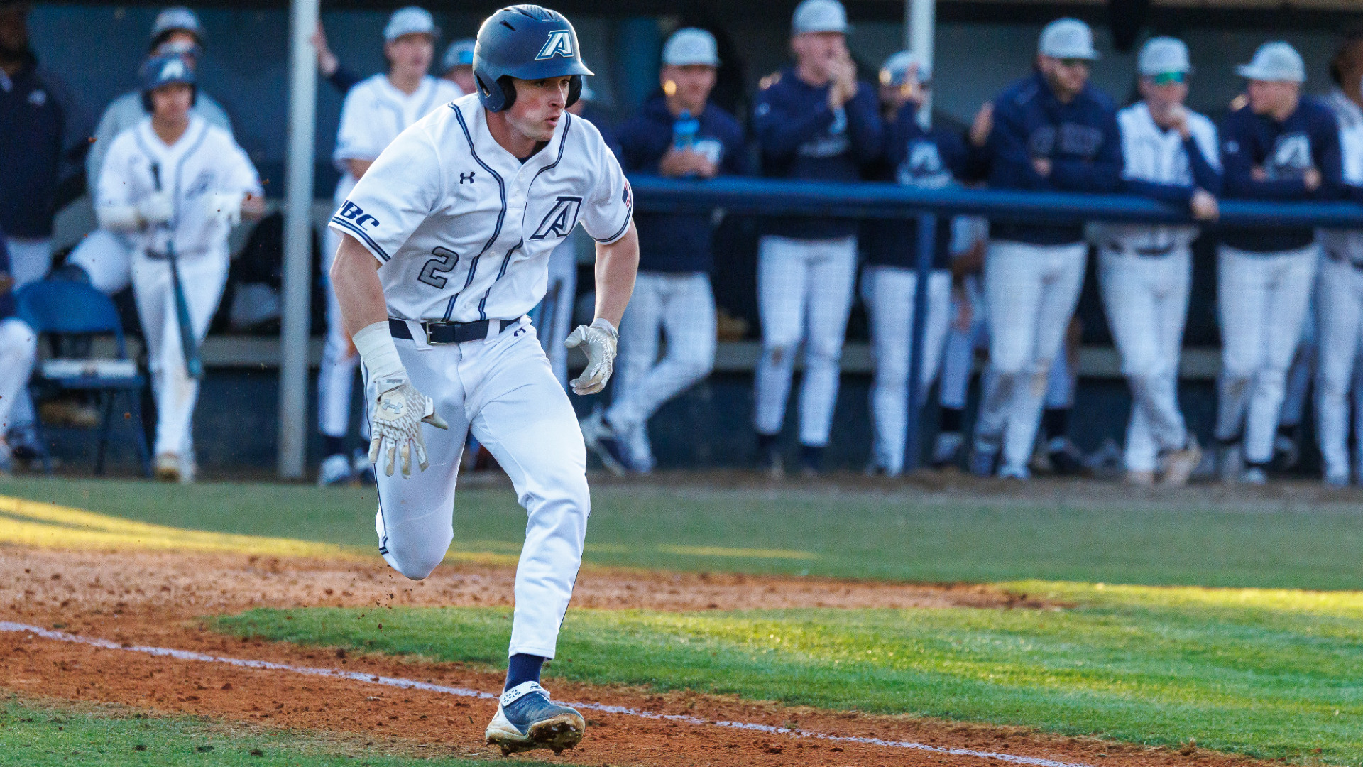 Jake Vachon runs to first 