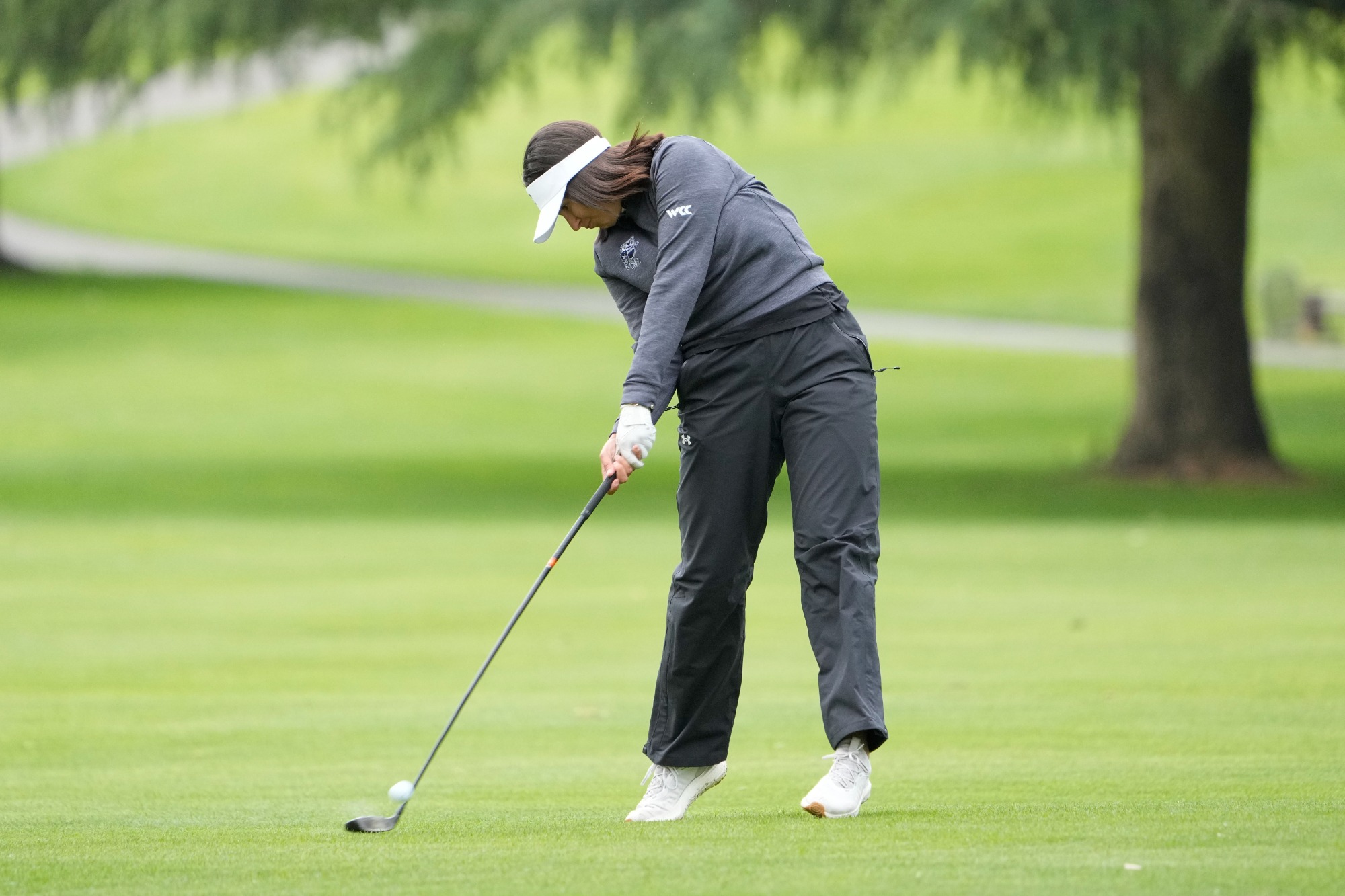 April 25, 2026; Fairfield, CA, USA; Augusta Jaguars golfer Sofia Valera during the WCC Golf Championships at Green Valley Country Club.