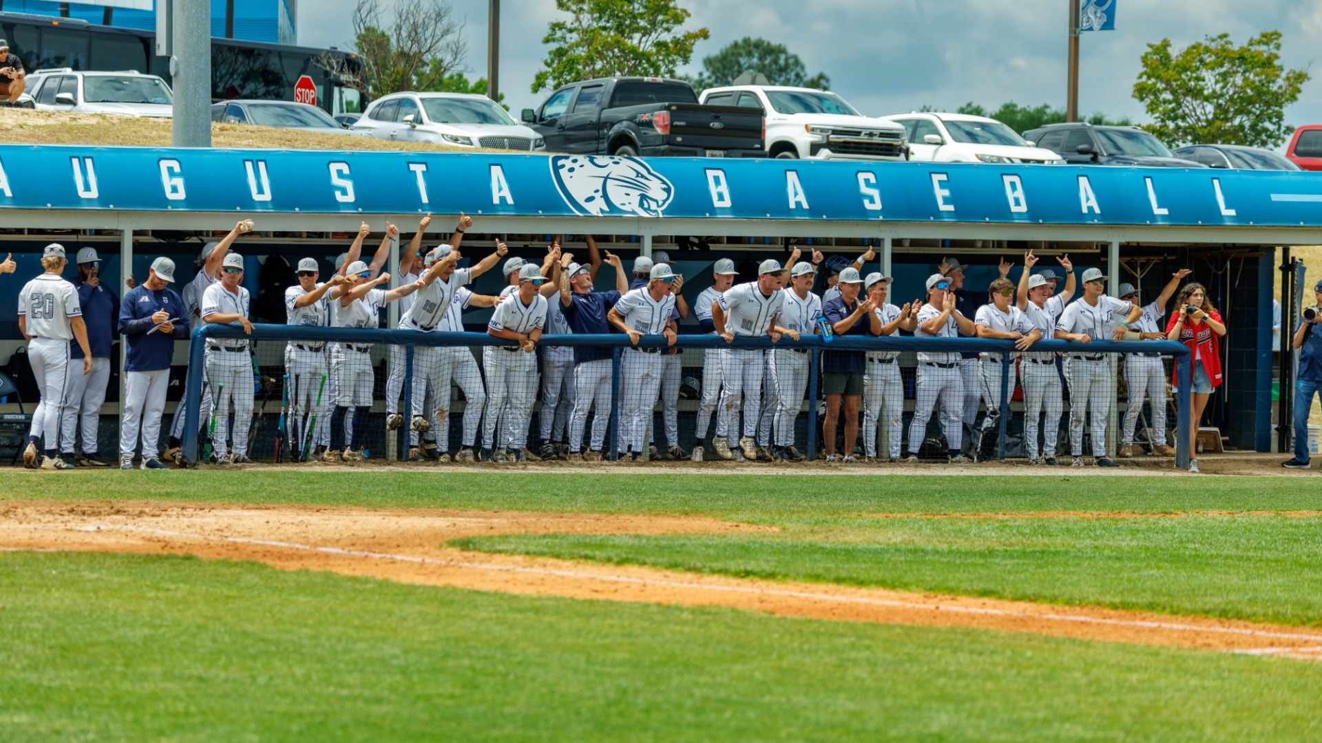 Augusta baseball team in the dugout