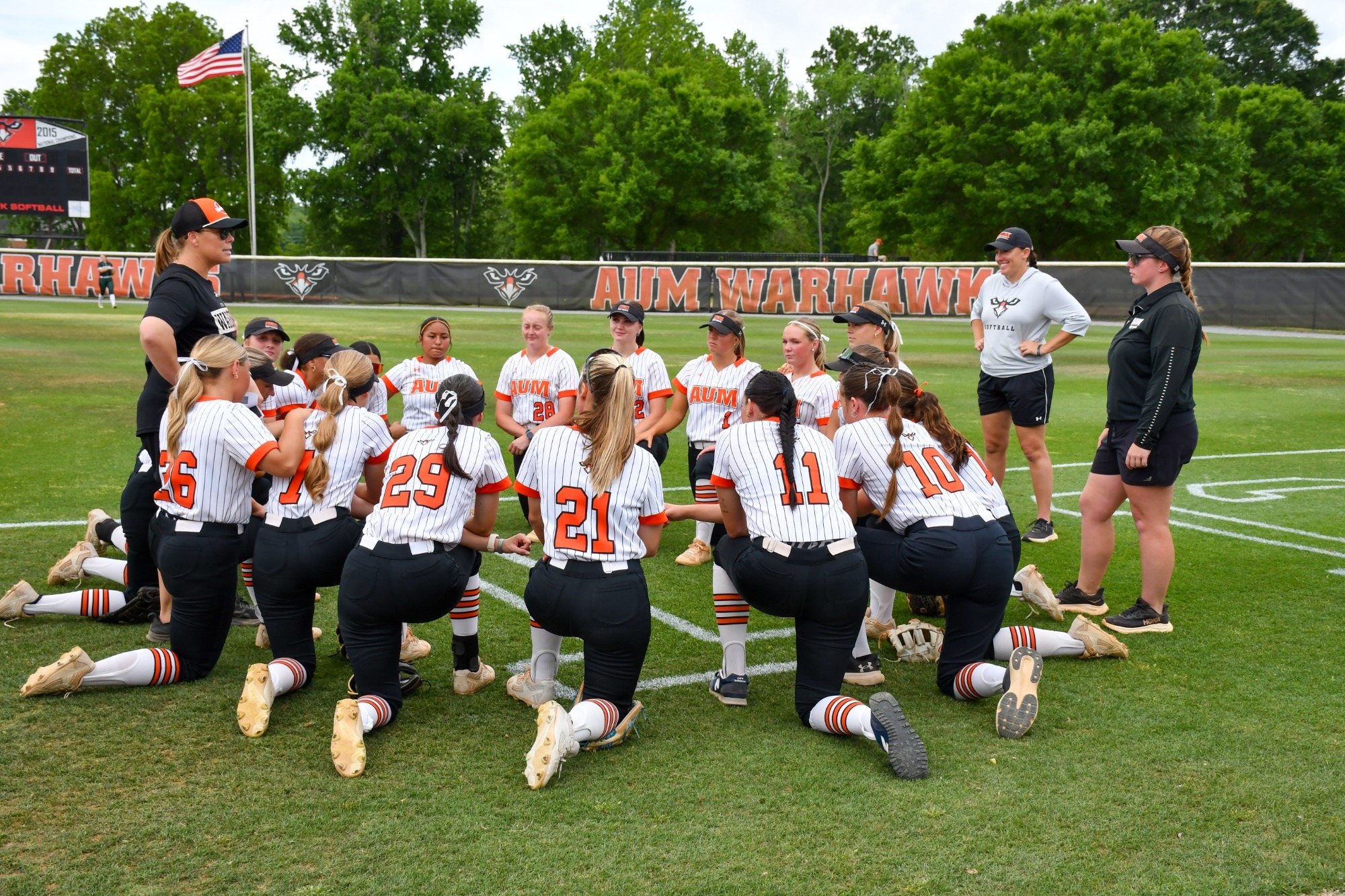 Softball Pre Game Huddle vs DSU