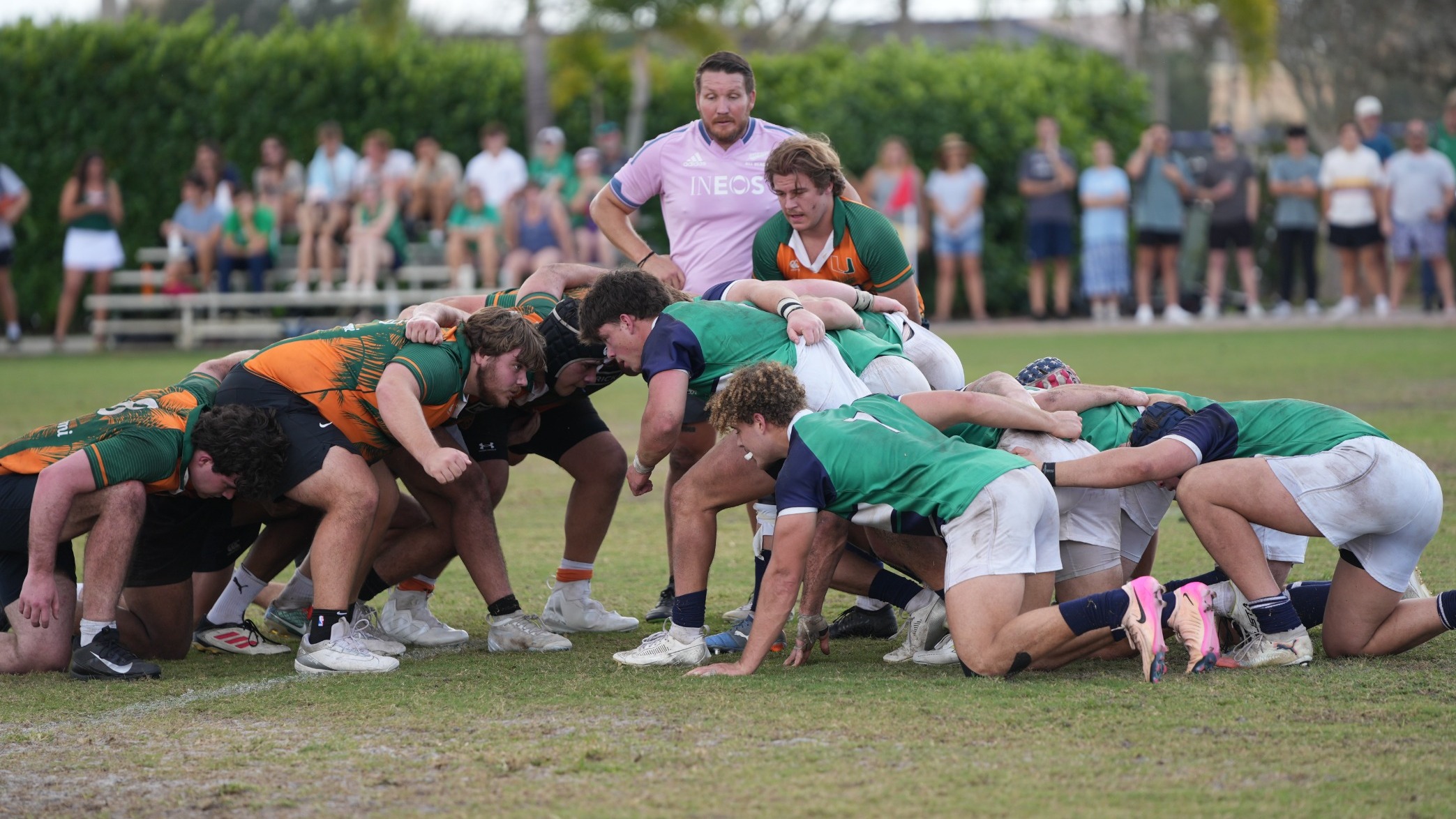 Rugby scrum vs Miami