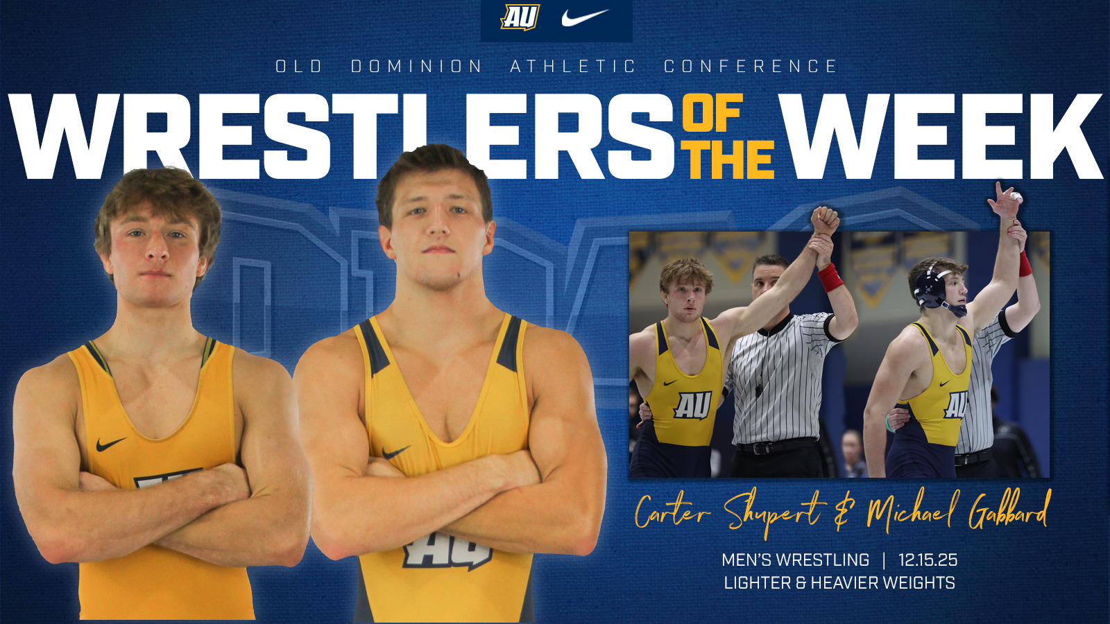 Carter Shupert Michael Gabbard wrestling ODAC Wrestlers of the Week 121525