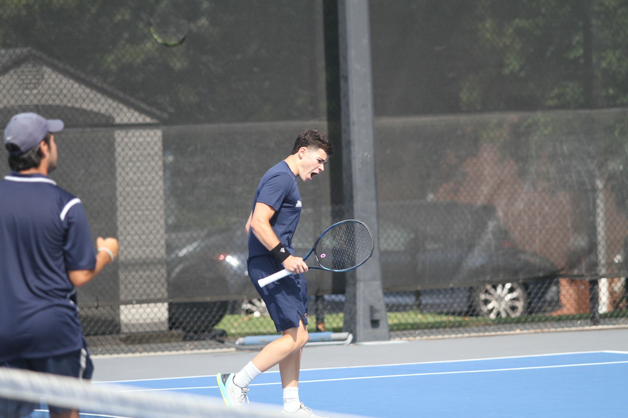 Roger Pamies Petit celebrates a point.