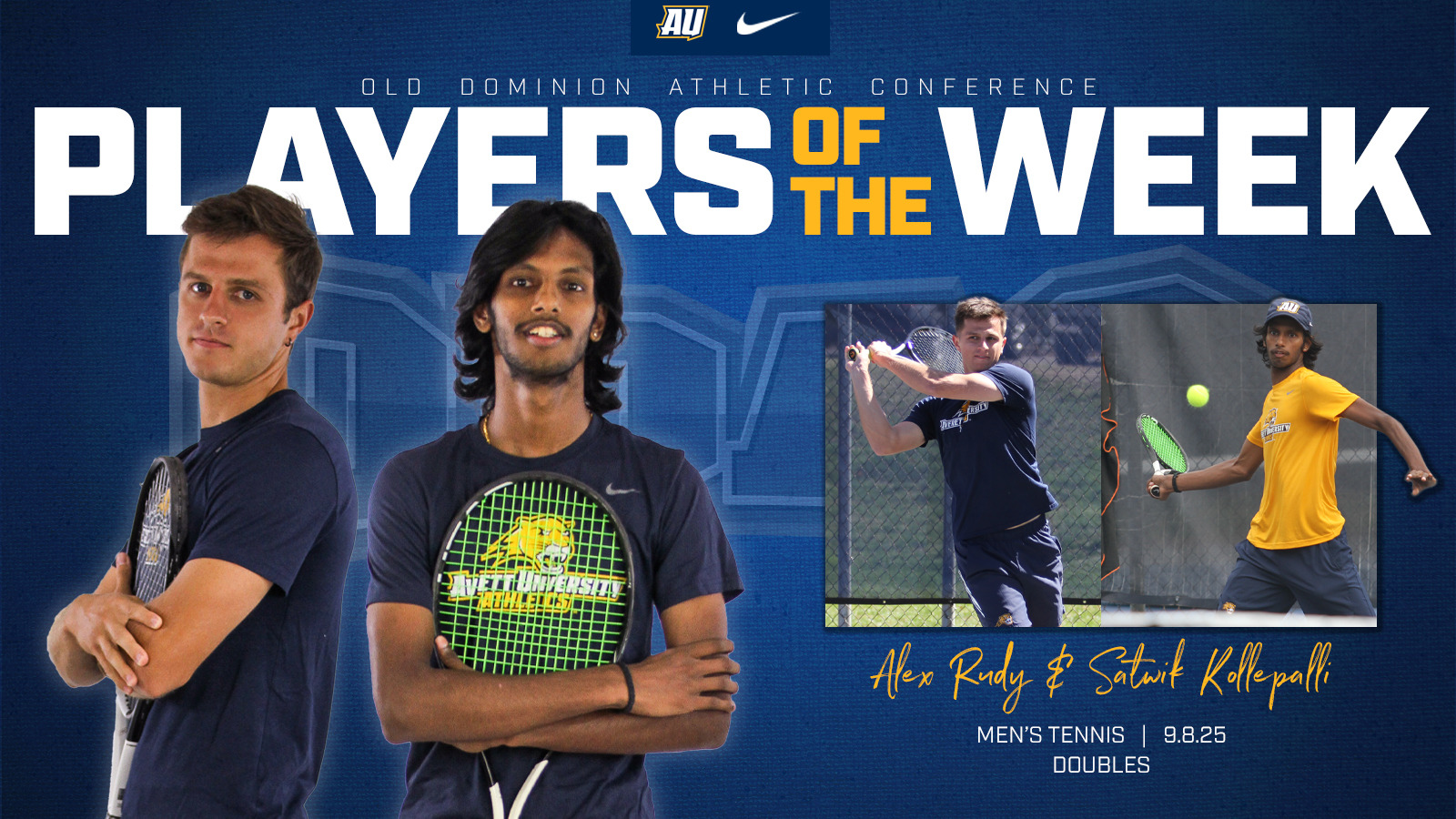 Alex Rudy Satwik Kollepalli mens tennis ODAC Doubles Team of the Week 090825