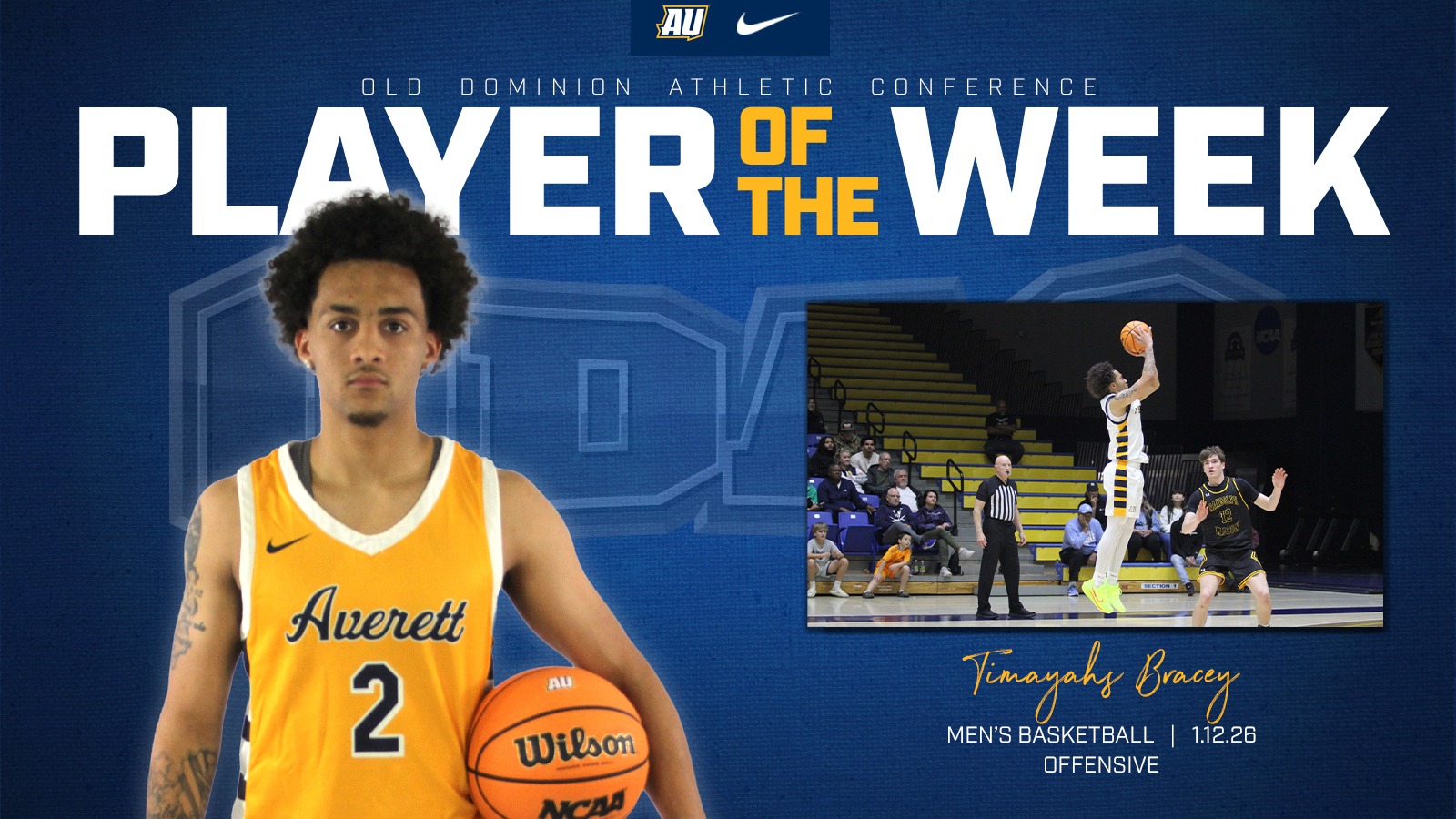 Timayahs Bracey mens basketball ODAC Player of the Week 011226