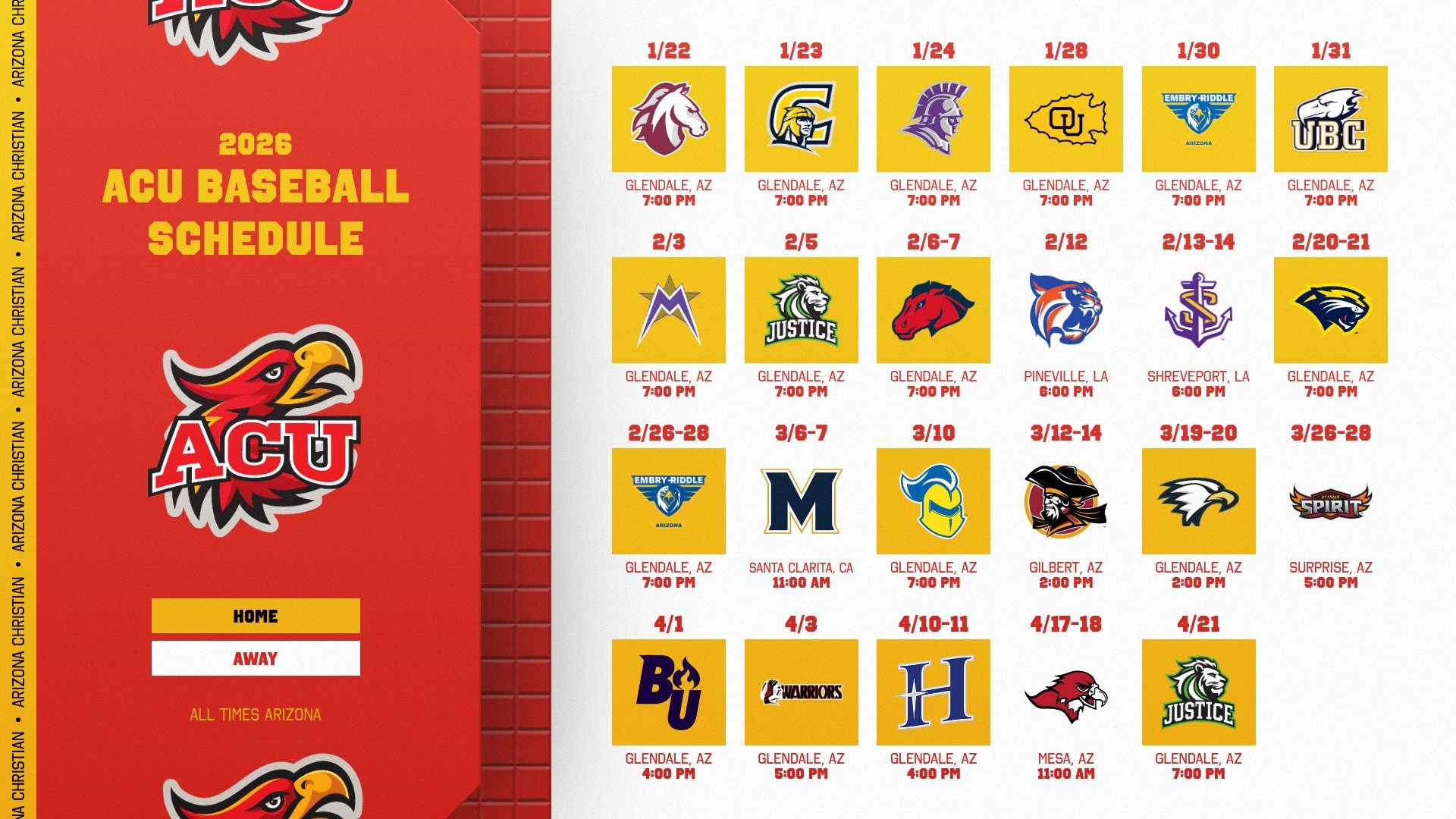 ACU Baseball Announce 2026 Schedule