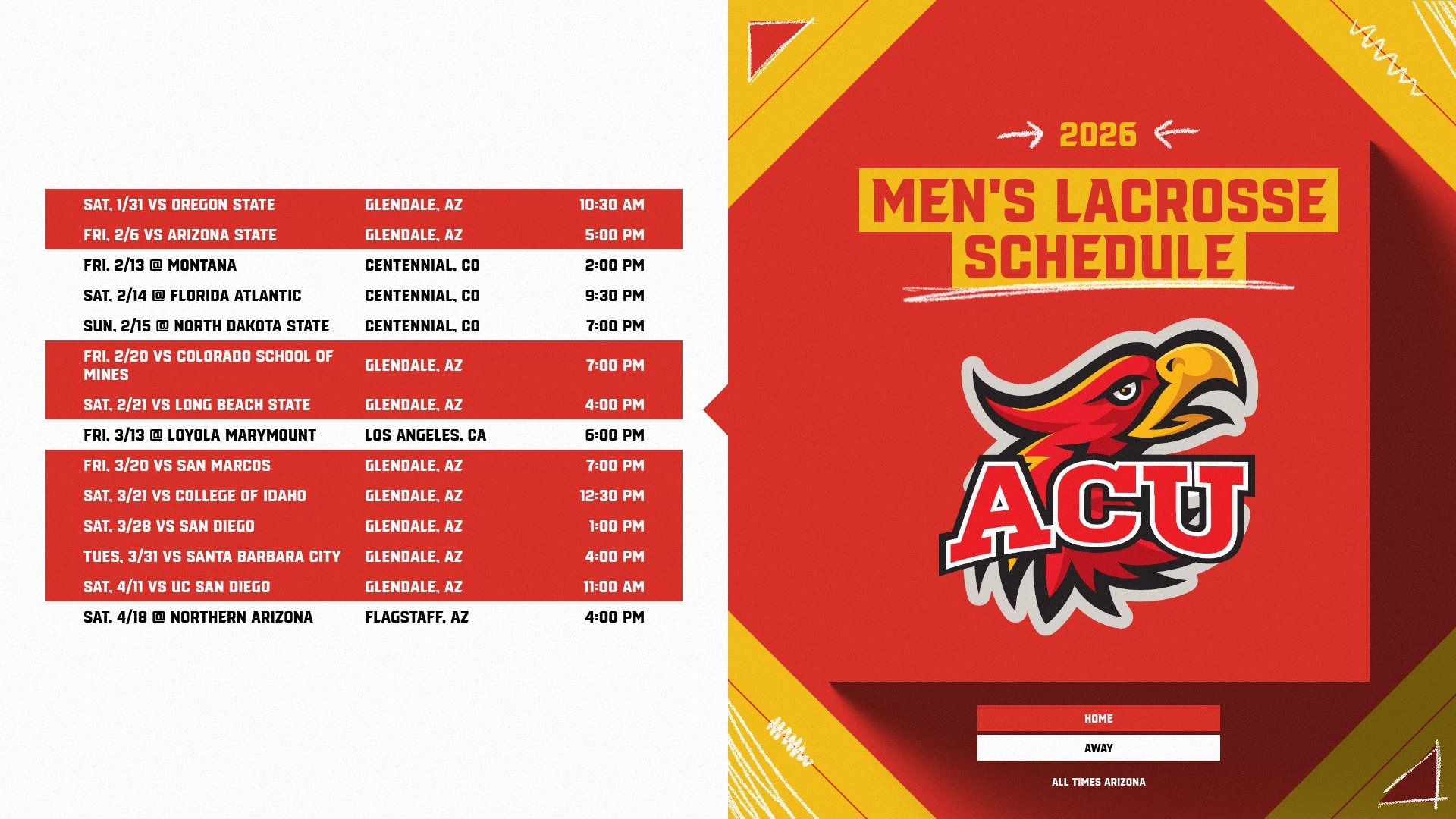 ACU 2026 Men's Lacrosse Schedule