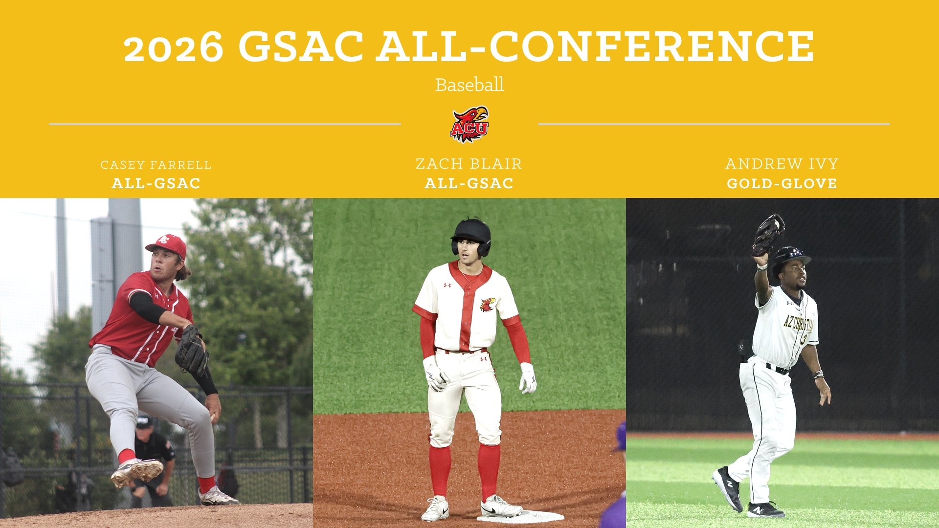 ACU Baseball three all conference players