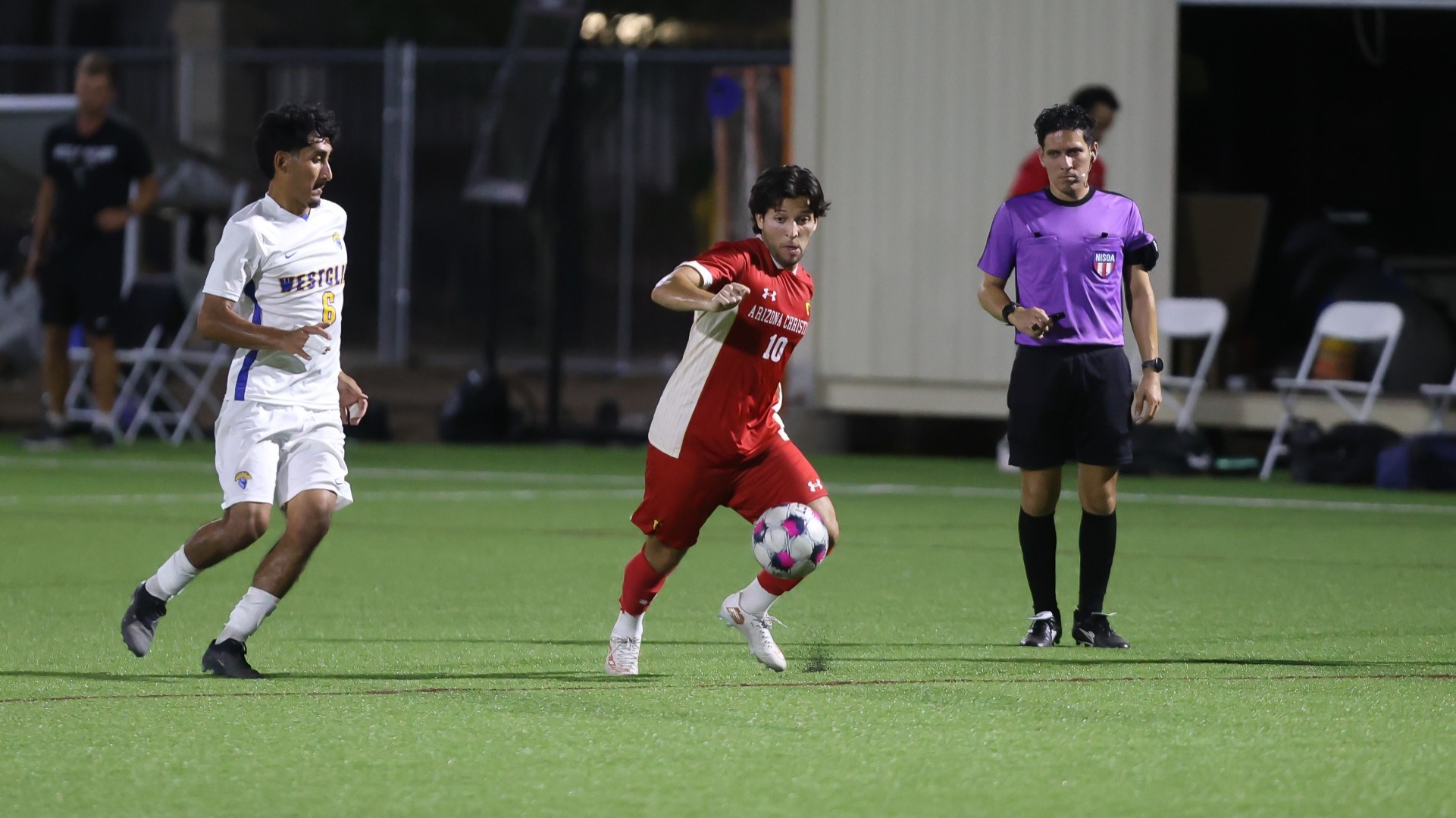 ACU's Jose Garcia dribbling the ball