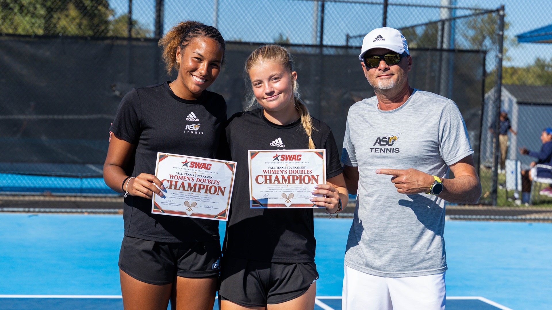Cleanne Pickel and Alexia Campagna SWAC Masters Doubles Champions