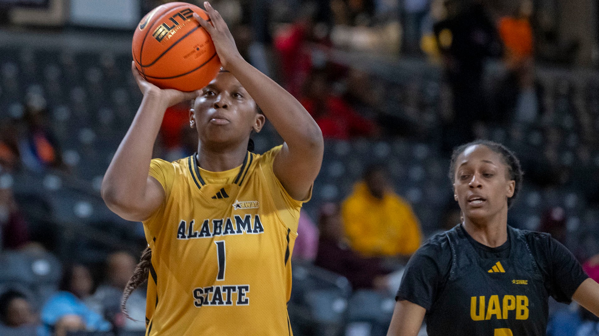 as Alabama State University's Lady Hornets take on the University of Arkansas at Pine Bluff during the SWAC Tournament Semi-Finals held at Gateway Arena in Atlanta Georgia, Friday, March 13, 2026. Photo by David Campbell/Alabama State University