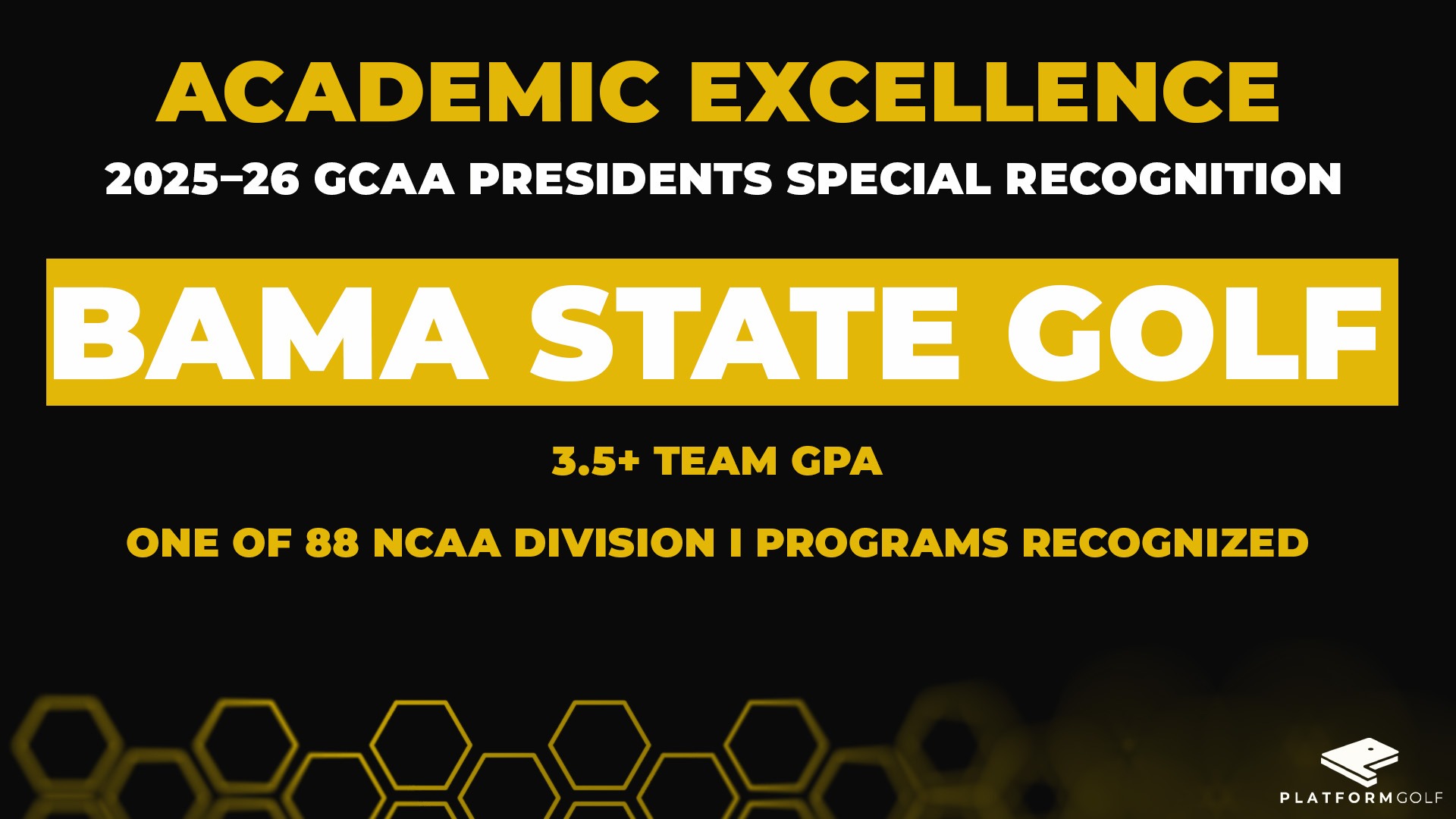 Golf GCAA/PLATFORM 2025-26 Academic Recognition