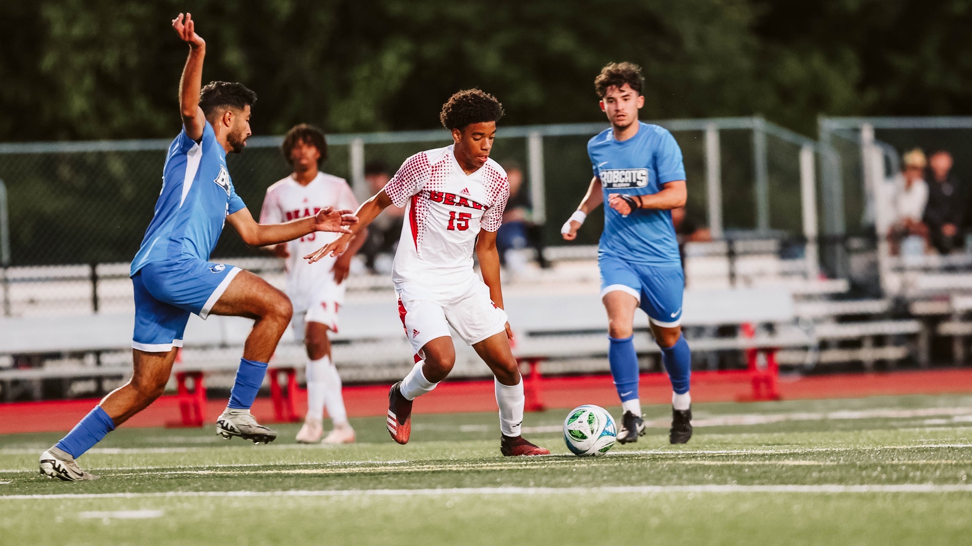 Ivan makes a move against a Bobcats defender
