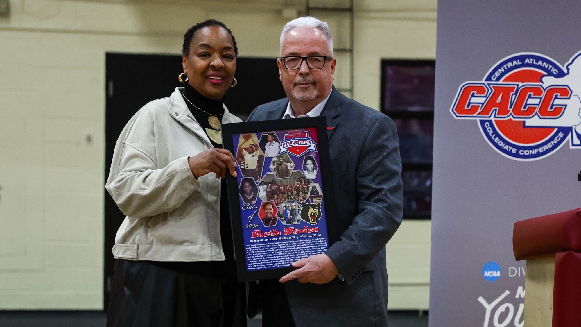 Sheila Wooten and Dan Mara during her CACC Hall of Fame Induction