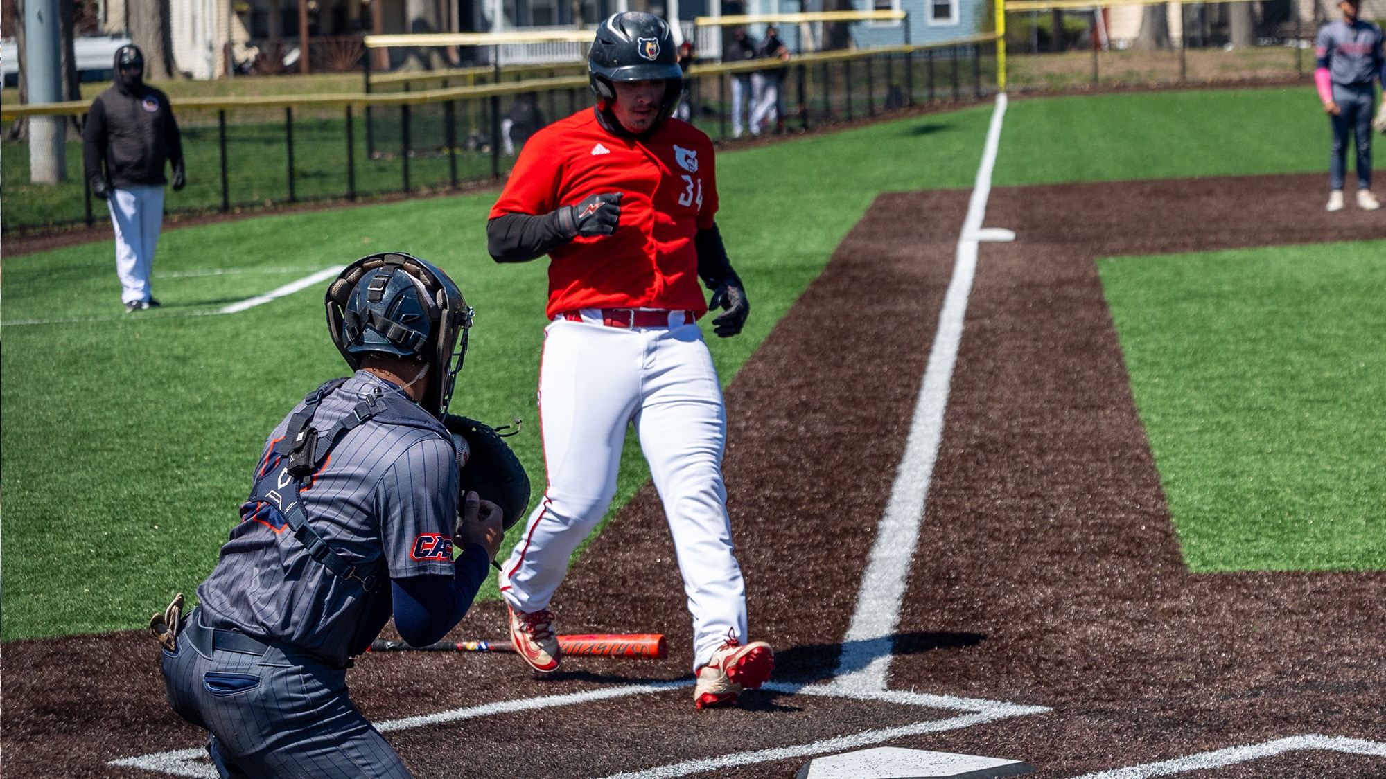 Frank Scerra crosses the plate for Bears baseball