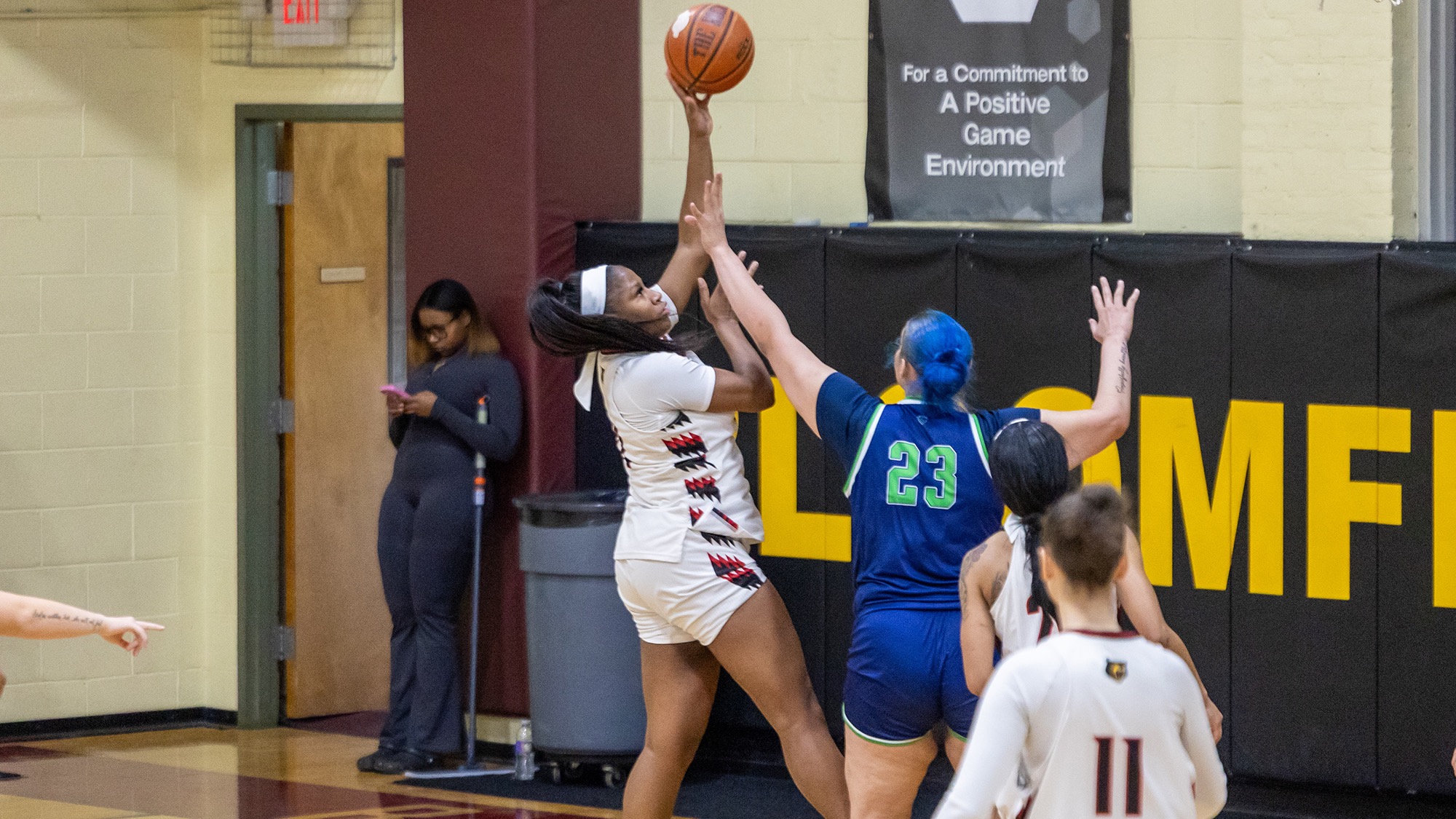 Anisha Able goes up for a layup against Villa Maria