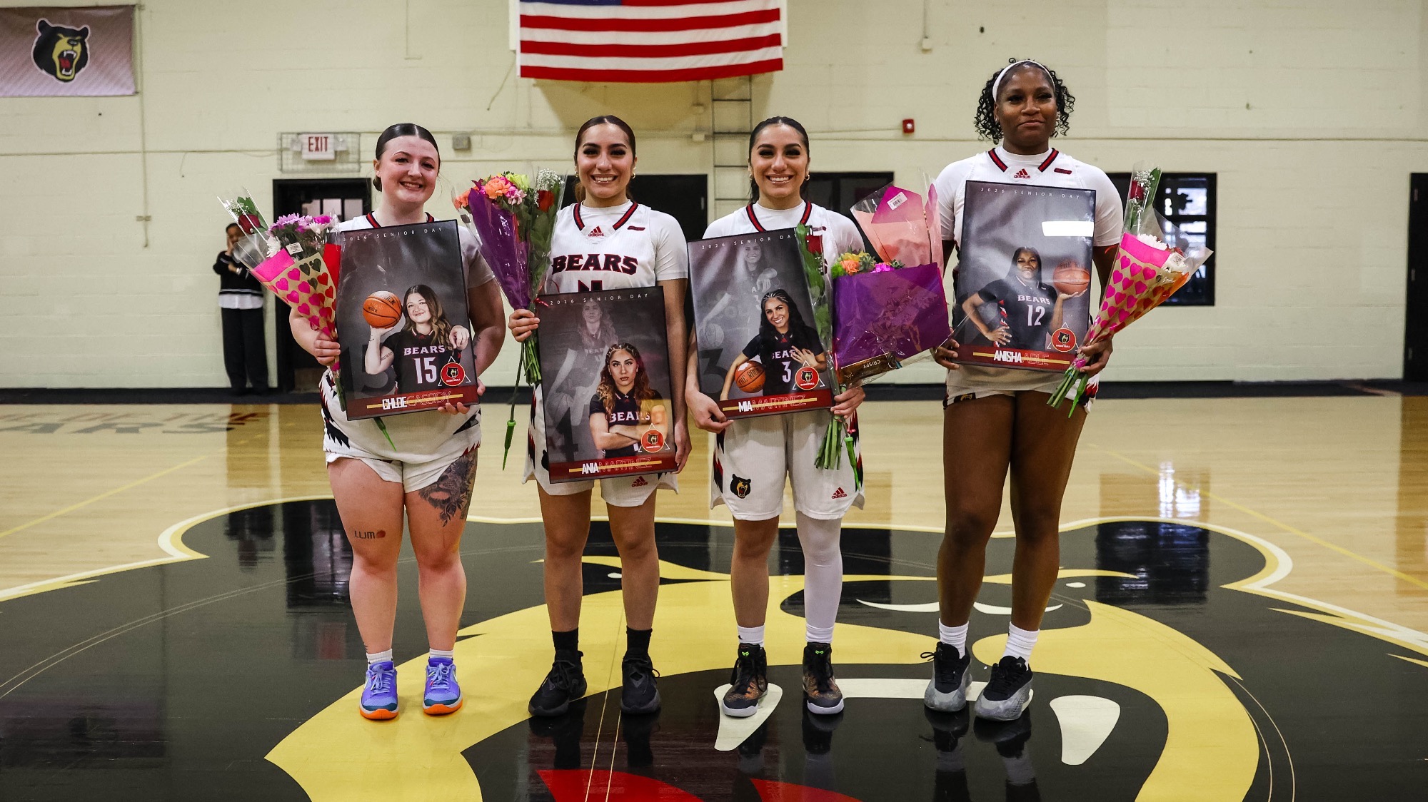 Women's Basketball Senior Day photo on the court
