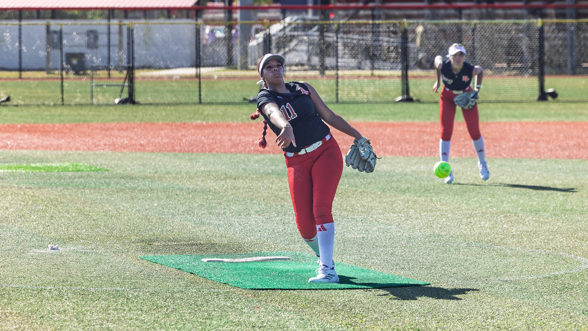 Jaida Hastings pitching in Florida for Softball