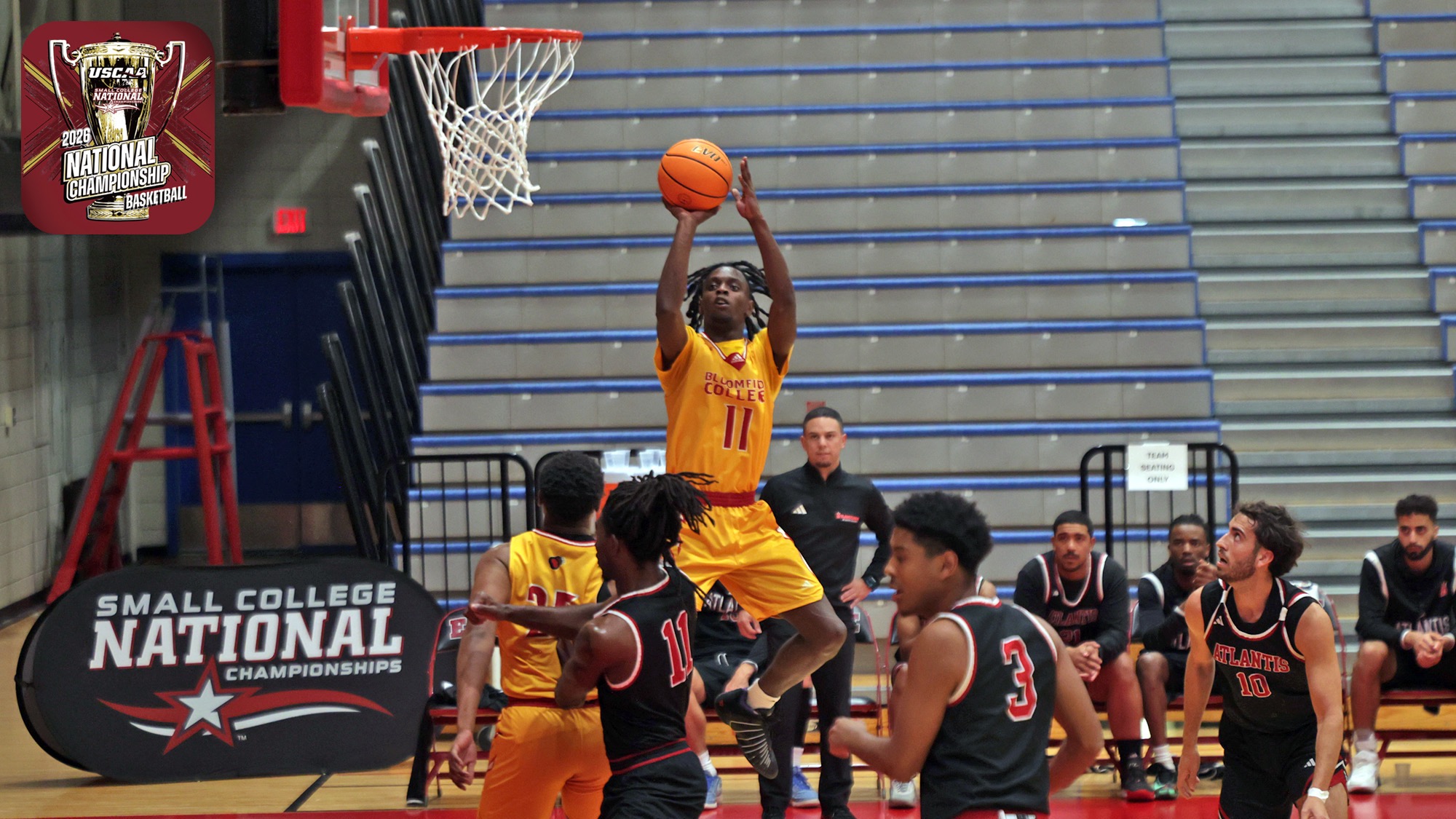 Nashawn Jones shoots over player in USCAA Quarterfinal round