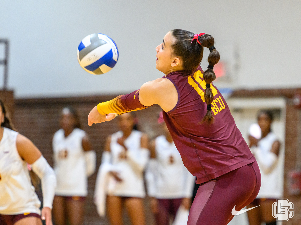 October 19, 2025: during NCAA volleyball game between Prairie View A&M Panthers vs Bethune Cookman Wildcats at Moore Gymnasium in Daytona Beach, FL. Romeo Guzman/BCU Athletics