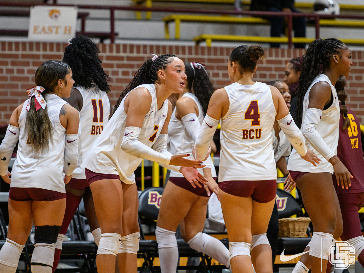 November 2, 2025:  NCAA volleyball game between Alabama State Hornets vs Bethune Cookman Wildcats at Moore Gymnasium in Daytona Beach, FL. Romeo Guzman/BCU Athletics