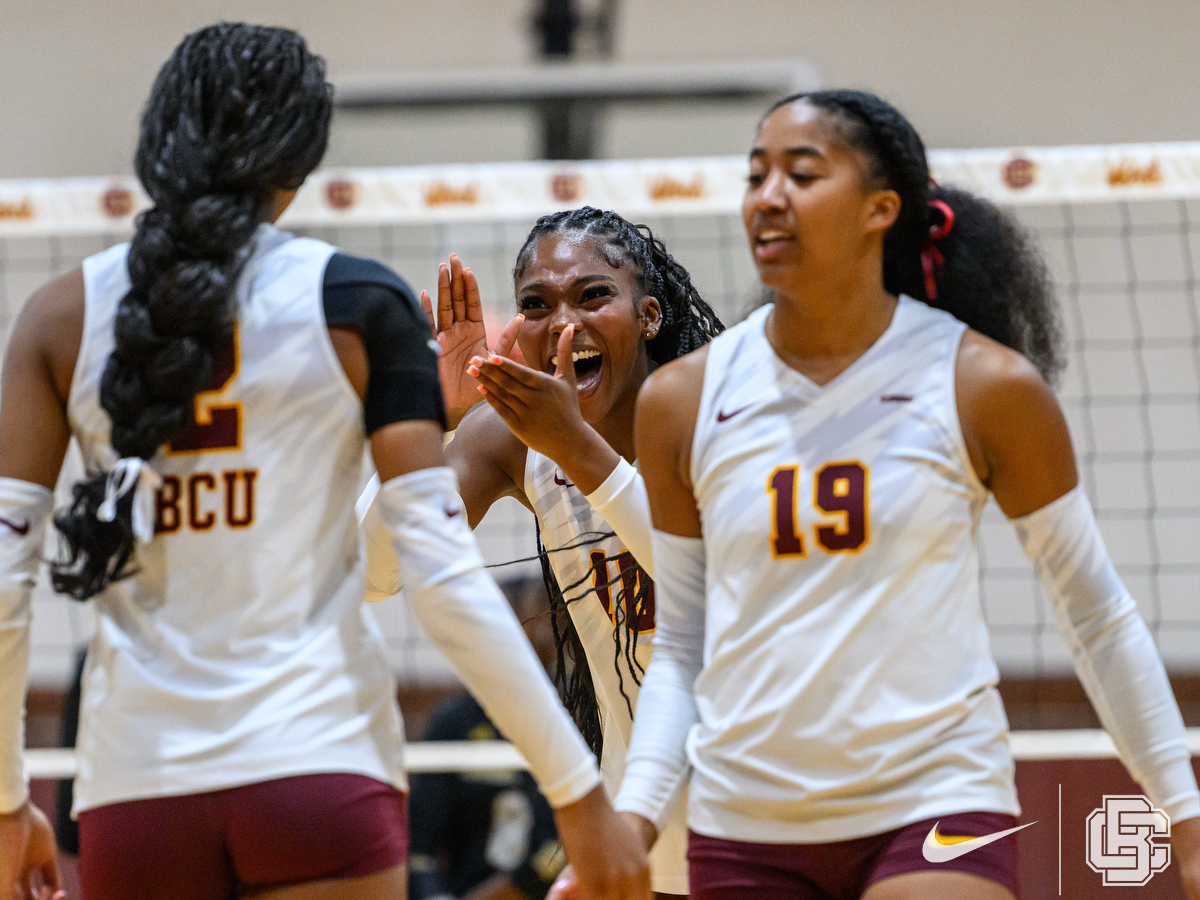 November 2, 2025:  NCAA volleyball game between Alabama State Hornets vs Bethune Cookman Wildcats at Moore Gymnasium in Daytona Beach, FL. Romeo Guzman/BCU Athletics