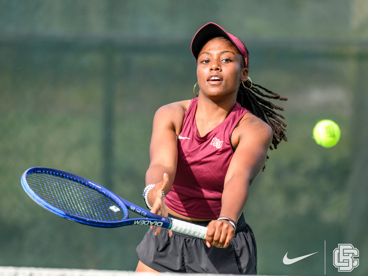 March 3, 2026: \  women's tennis BCU vs Stetson at Mandy Stoll Tennis Center in DeLand, FL. Romeo T Guzman/BCU Athletics