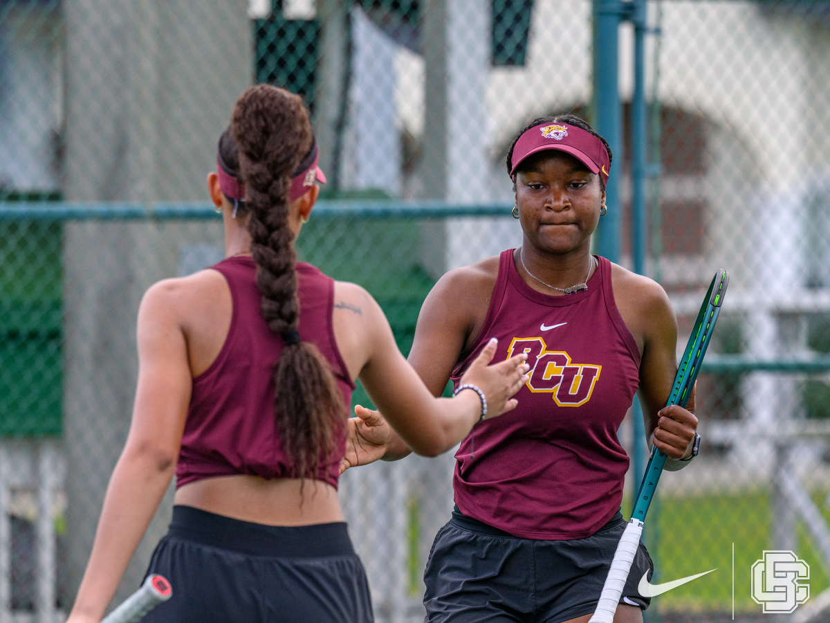 March 3, 2026: \  women's tennis BCU vs Stetson at Mandy Stoll Tennis Center in DeLand, FL. Romeo T Guzman/BCU Athletics
