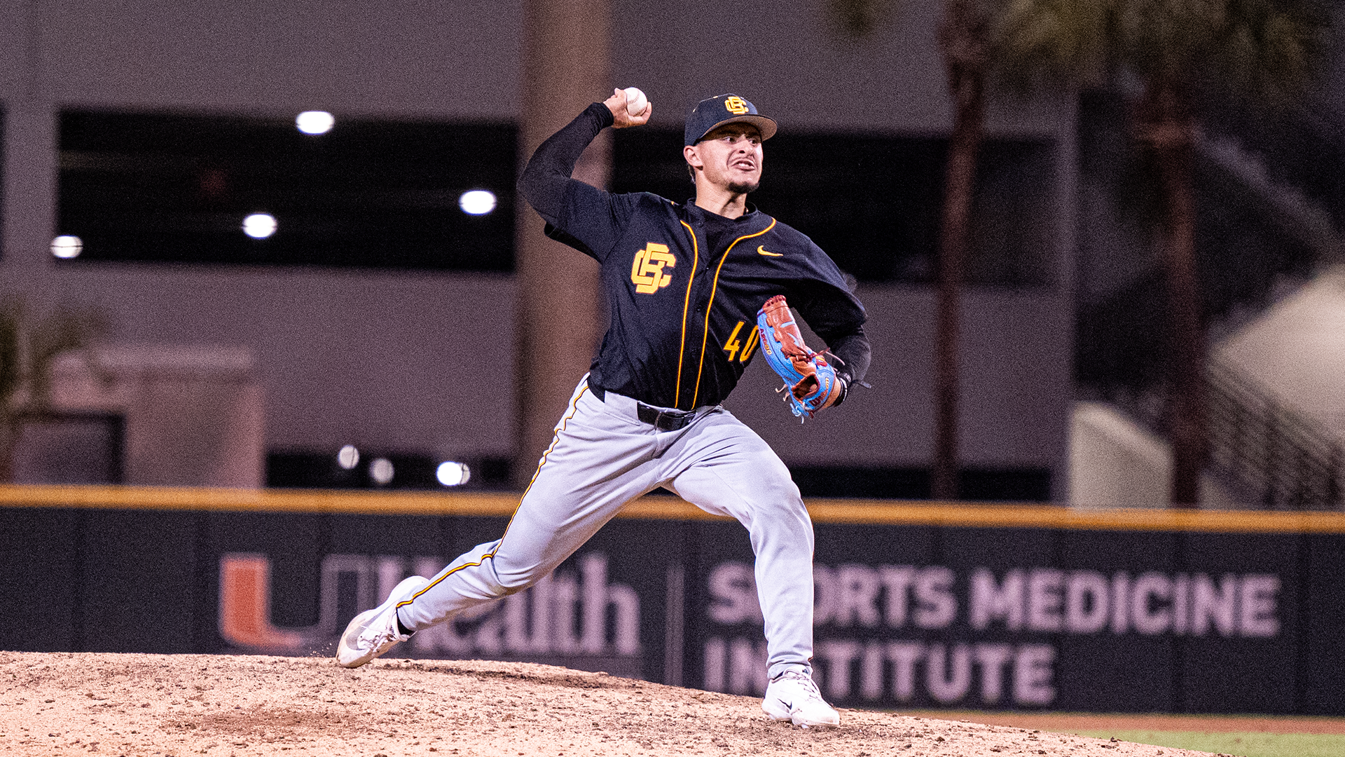 Anthony Anselmo pitches at Miami