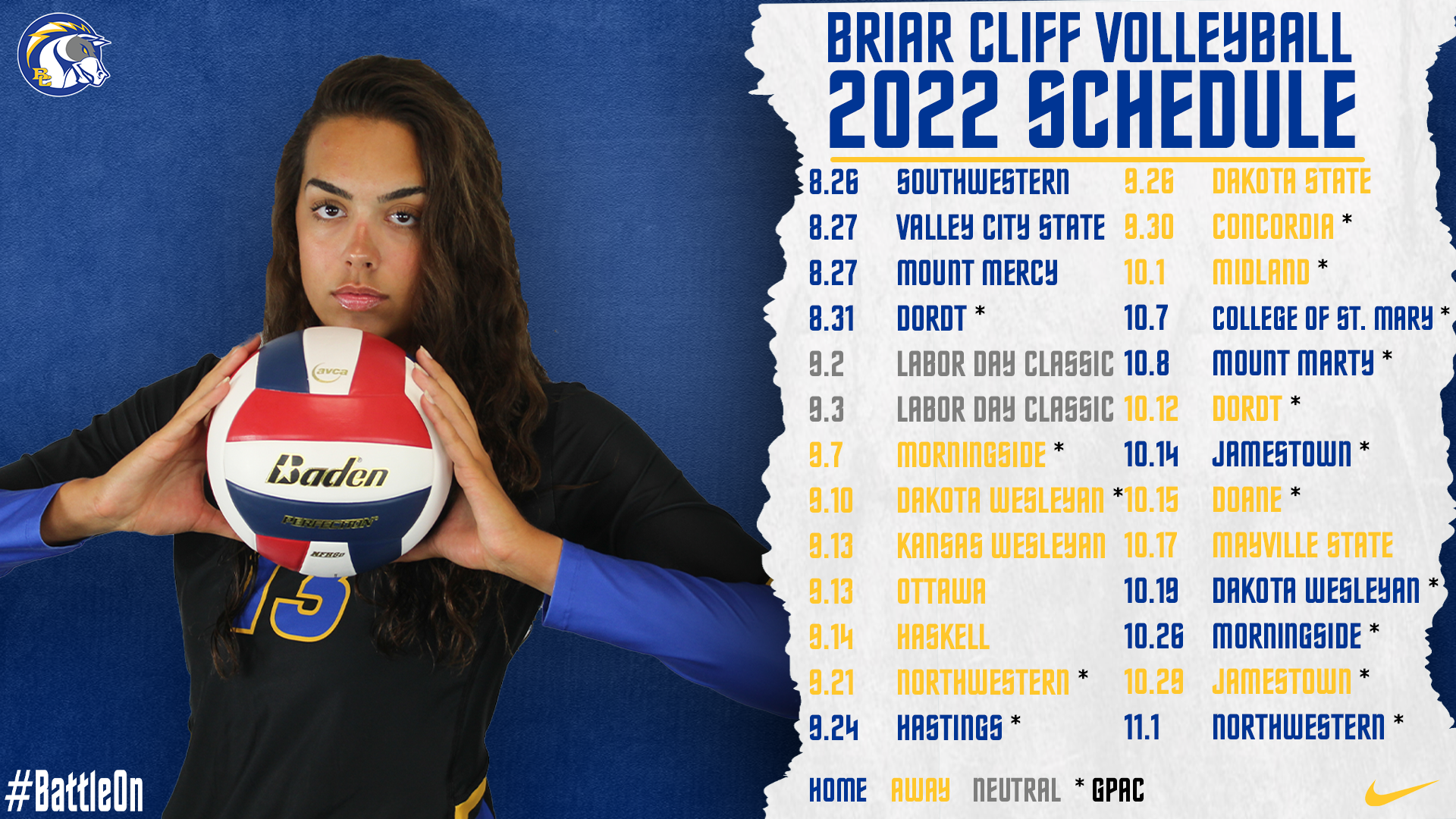 Charger volleyball announces 2022 schedule - Briar Cliff University