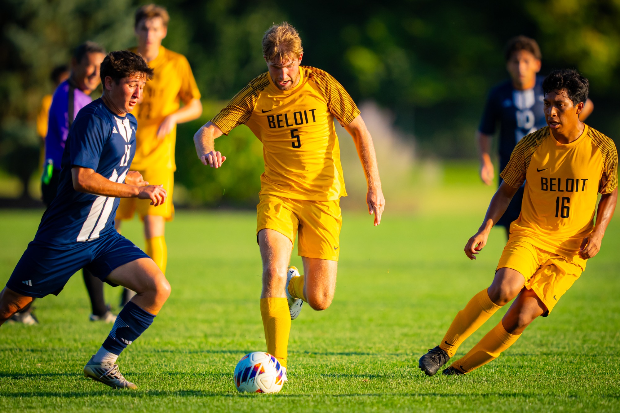 Beloit College men’s soccer takes on the University of Wisconsin-Stout on Wednesday, September 17, 2025, at the Strong Complex Soccer Field in Beloit, Wisconsin.Photo by Kayla Wolf 