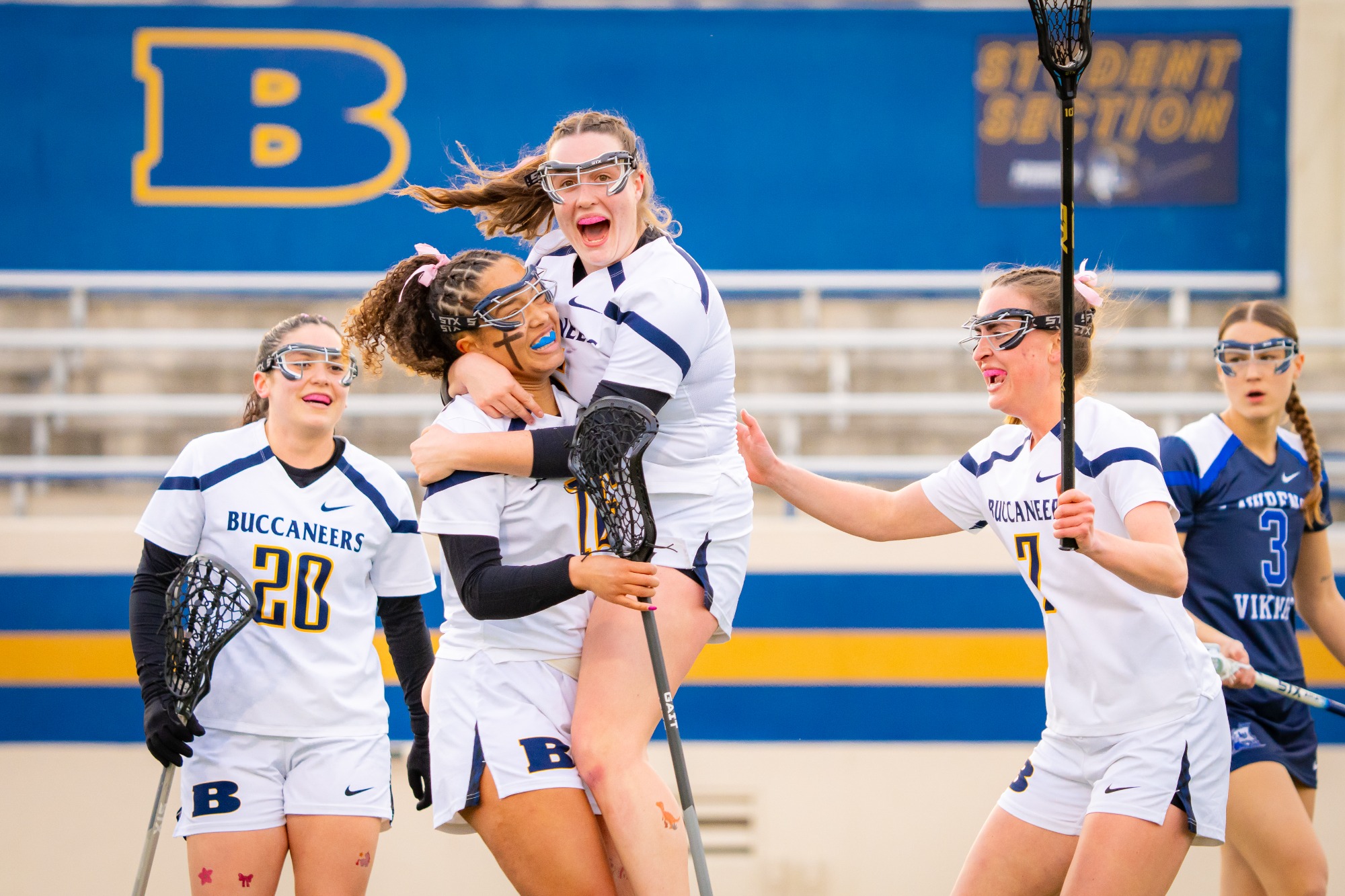 Beloit Women’s Lacrosse competes in a game on Tuesday, March 26, 2025, at Strong Stadium in Beloit, Wisconsin.
