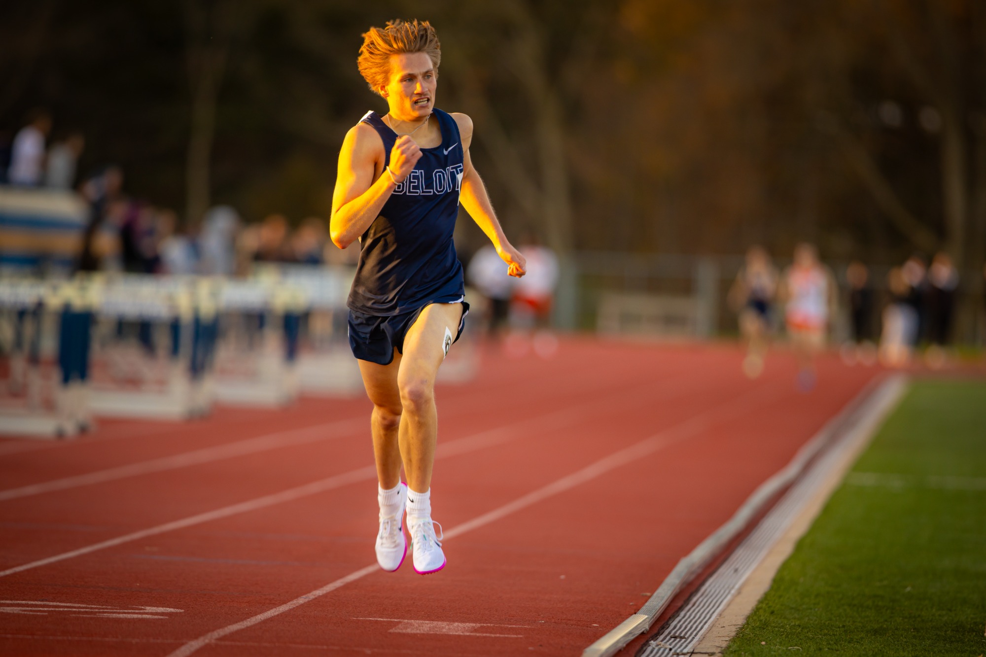Athletes compete during the Beloit Relays at the Strong Stadium Complex in Beloit, Wis., on Friday, April 10, 2026. The meet marked the school’s only home track and field competition of the season.