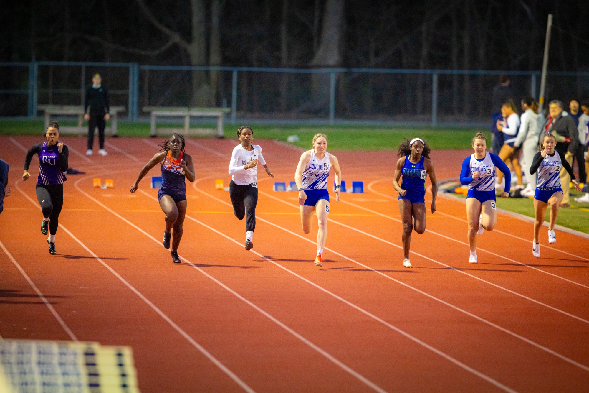 Athletes compete during the Beloit Relays at the Strong Stadium Complex in Beloit, Wis., on Friday, April 10, 2026. The meet marked the school’s only home track and field competition of the season.