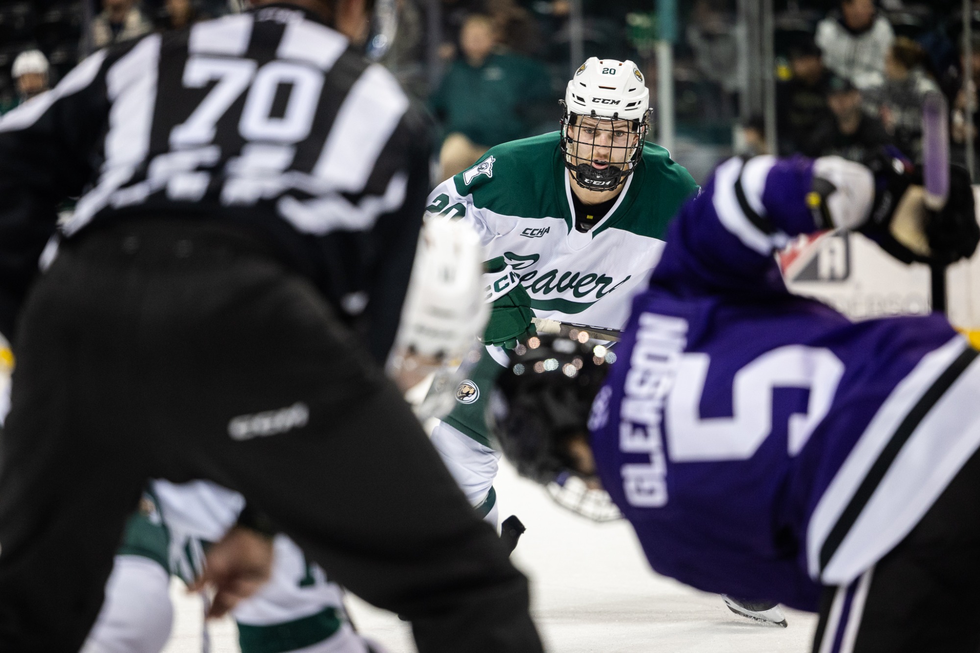 Kirklan Irey (20) - Men's Hockey - Bemidji State Beavers vs. St. Thomas Tommies - The Sanford Center - Bemidji, MN - Saturday, November 23, 2024 | Brent Cizek