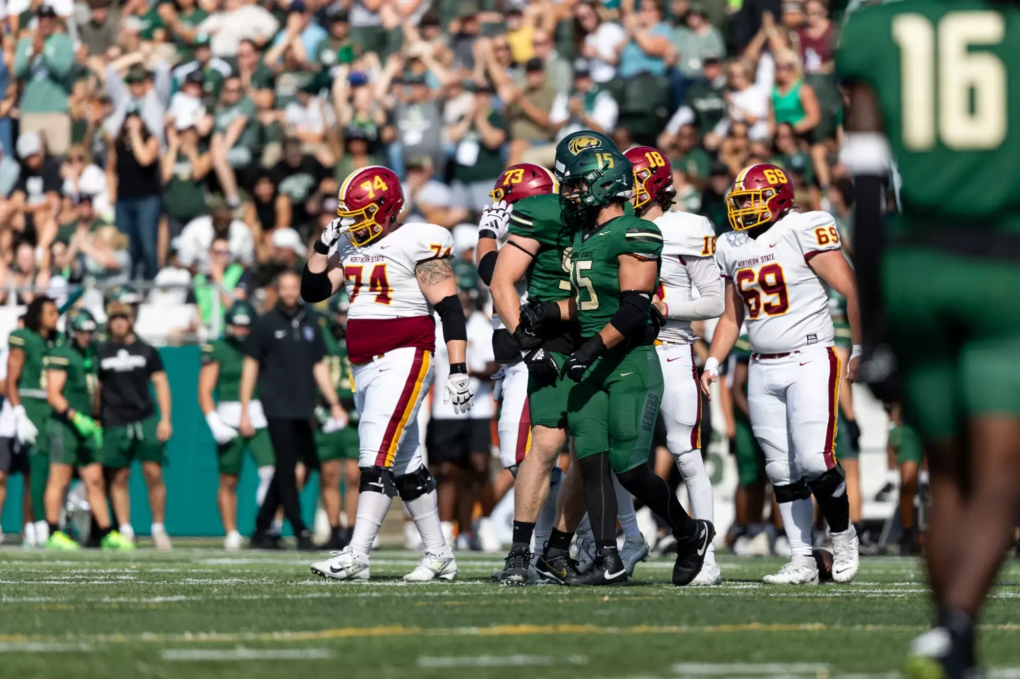 Tyler Sapit (15) - Football - BSU Beavers vs. NSU Wolves - Chet Anderson Stadium - Bemidji, MN - Saturday, October 4, 2025 | Brent Cizek