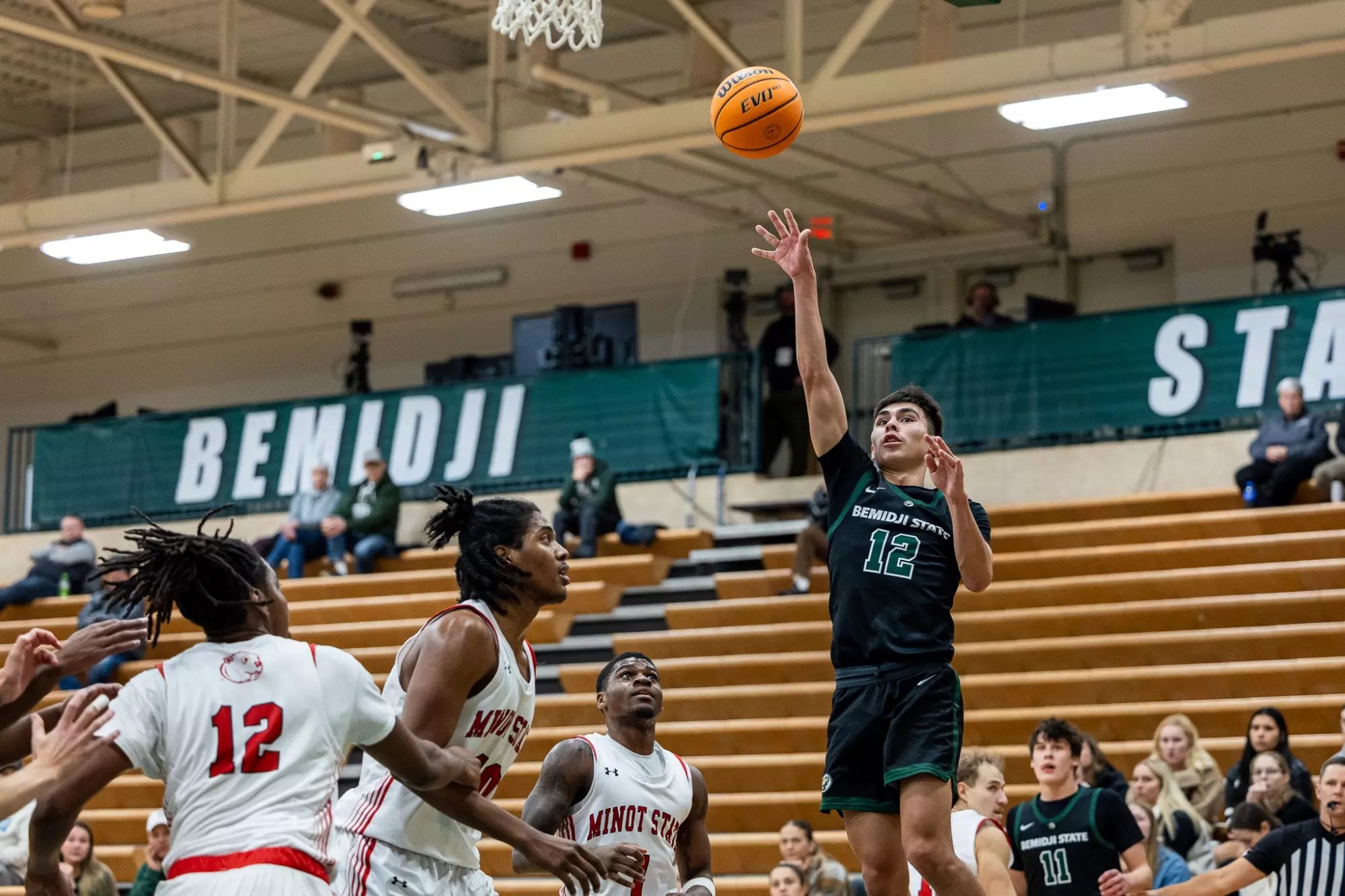 Dominic Fairbanks (12) - Men's Basketball - BSU Beavers vs. MSU Beavers - BSU Gymnasium - Bemidji, MN - Saturday, December 20, 2025 | Brent Cizek